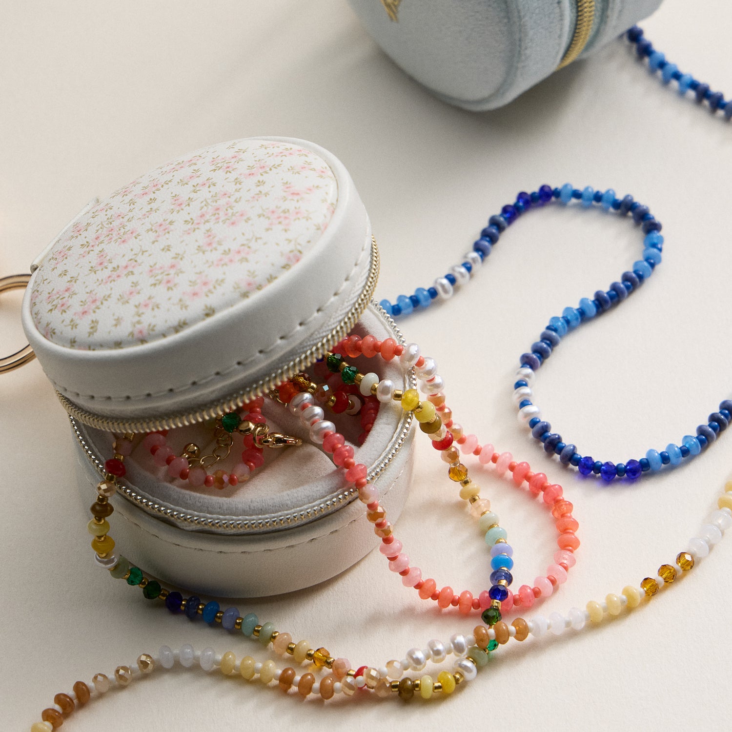 Faceted Glass Beaded Necklace with Gold Clasp