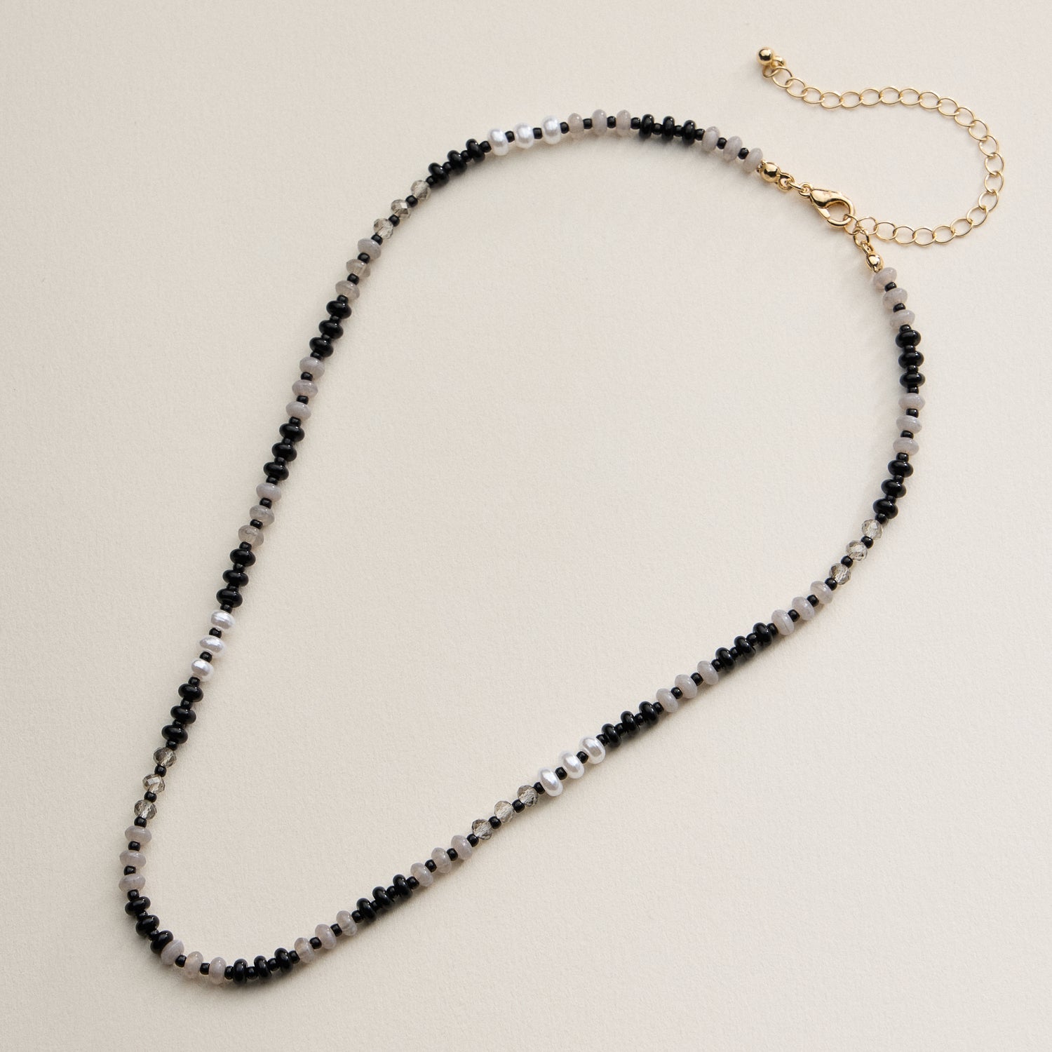 Faceted Glass Beaded Necklace with Gold Clasp