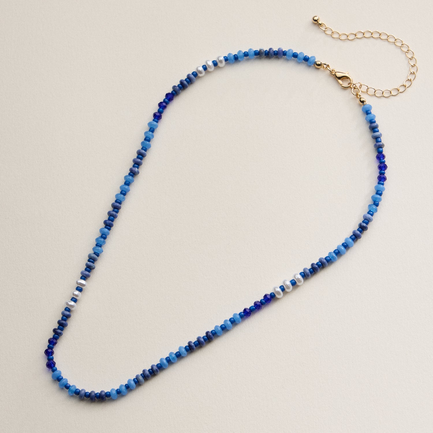 Faceted Glass Beaded Necklace with Gold Clasp