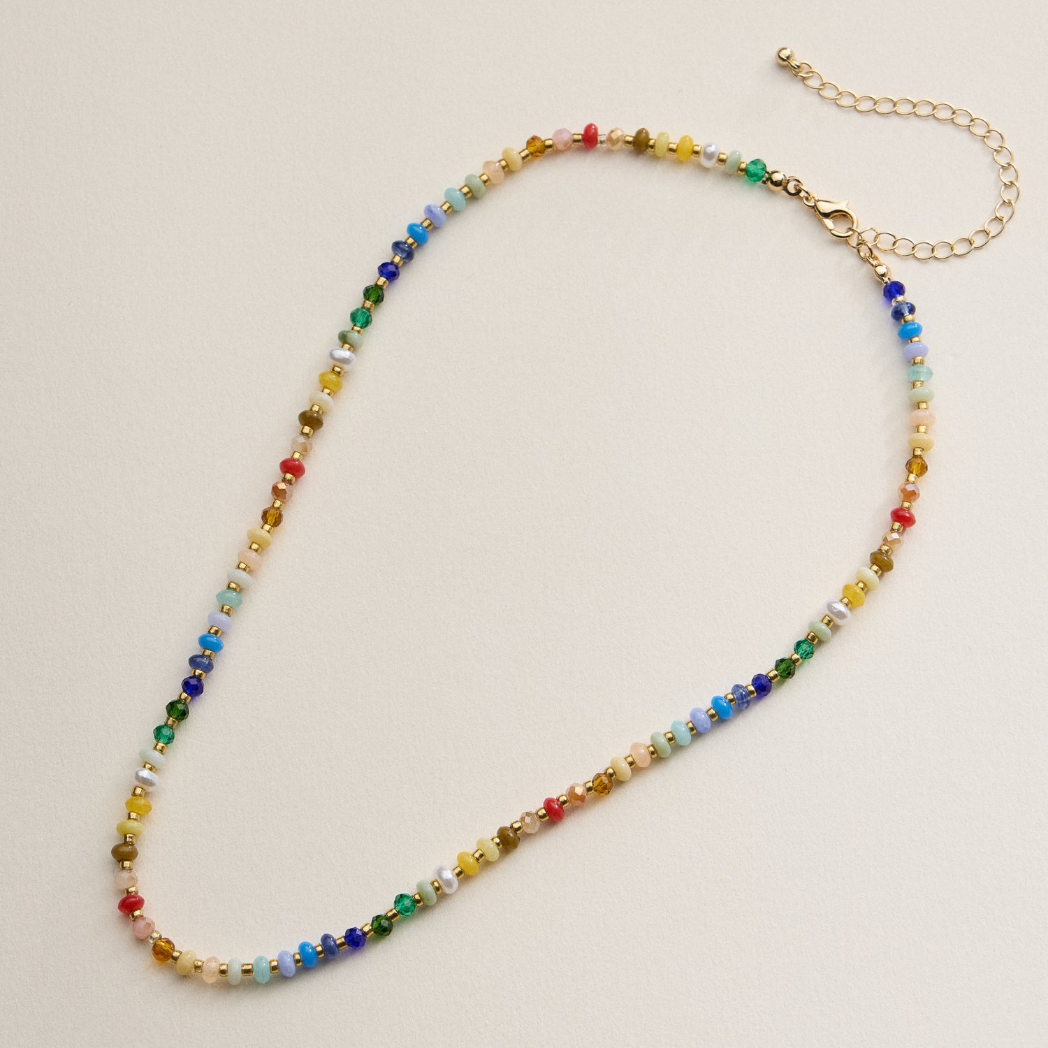 Faceted Glass Beaded Necklace with Gold Clasp