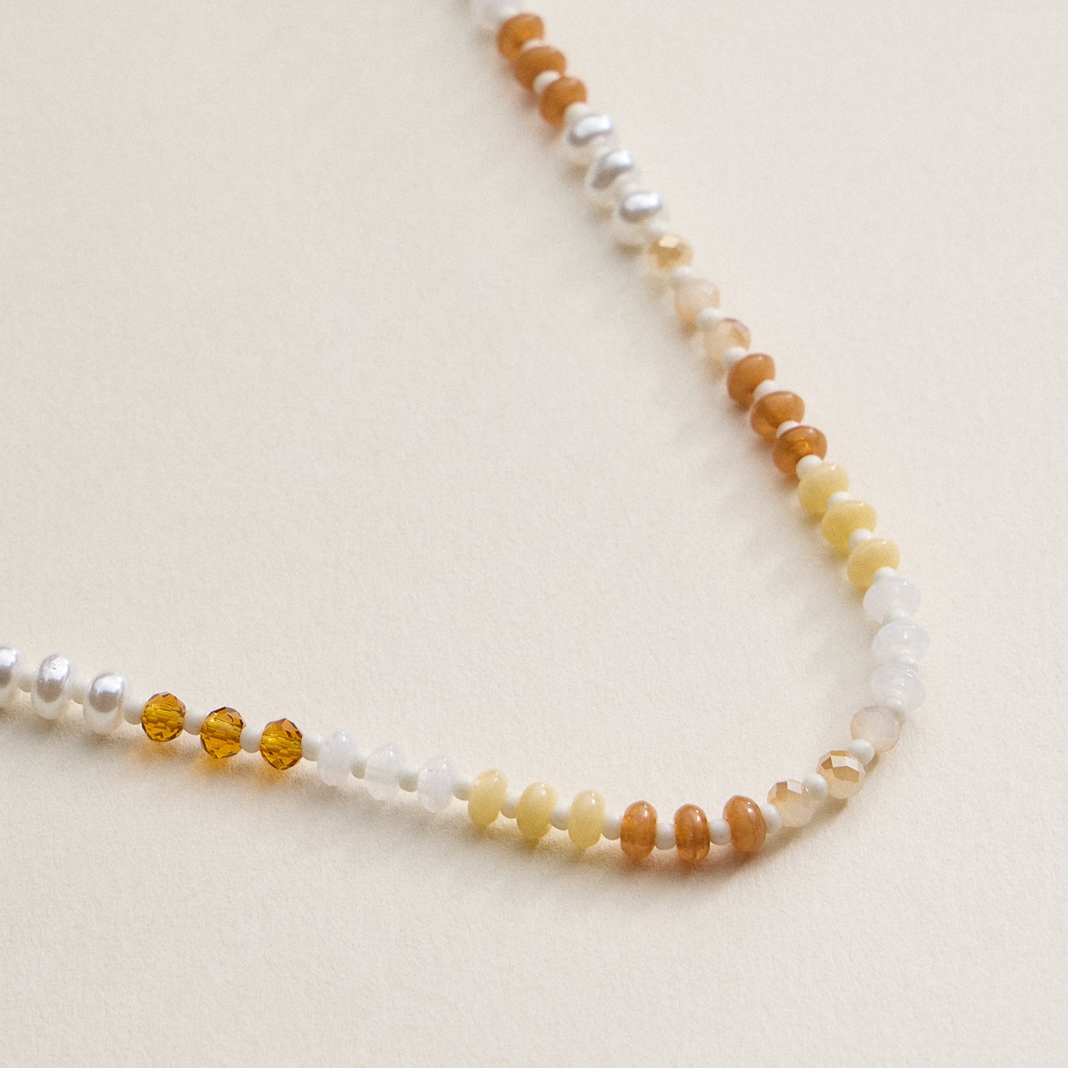 Faceted Glass Beaded Necklace with Gold Clasp