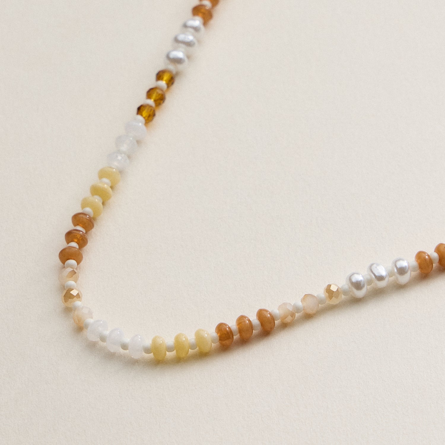 Faceted Glass Beaded Necklace with Gold Clasp