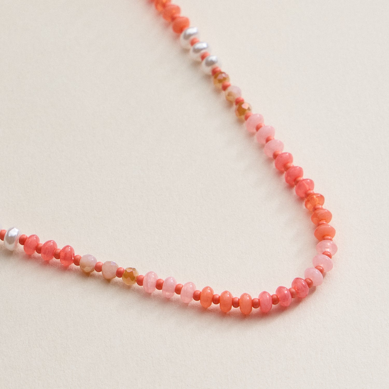 Faceted Glass Beaded Necklace with Gold Clasp