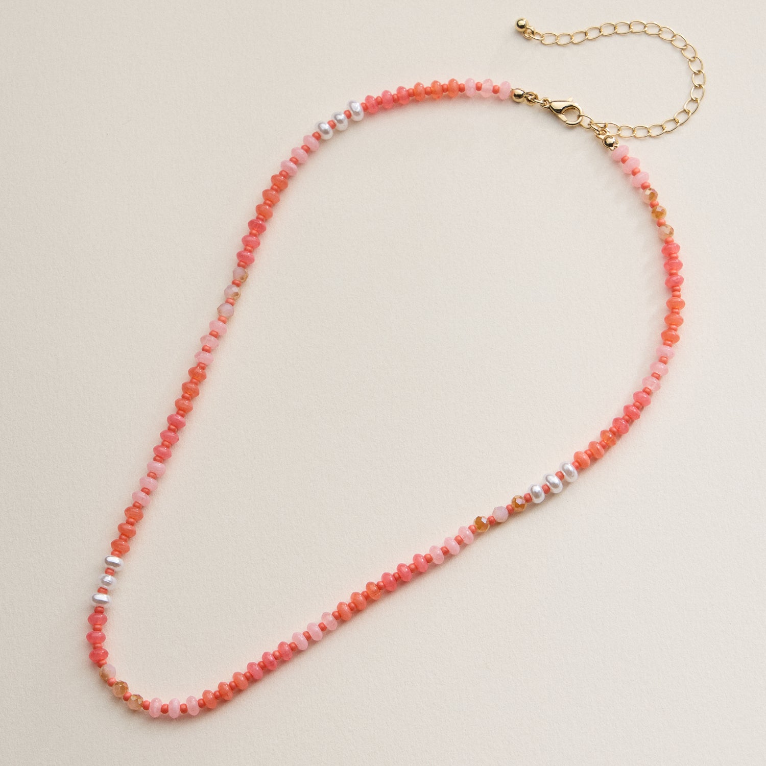 Faceted Glass Beaded Necklace with Gold Clasp 