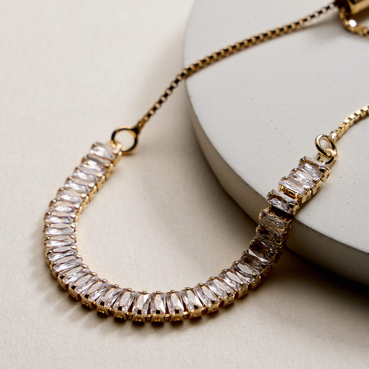 Gold Filled Baguette CZ Adjustable Bracelet