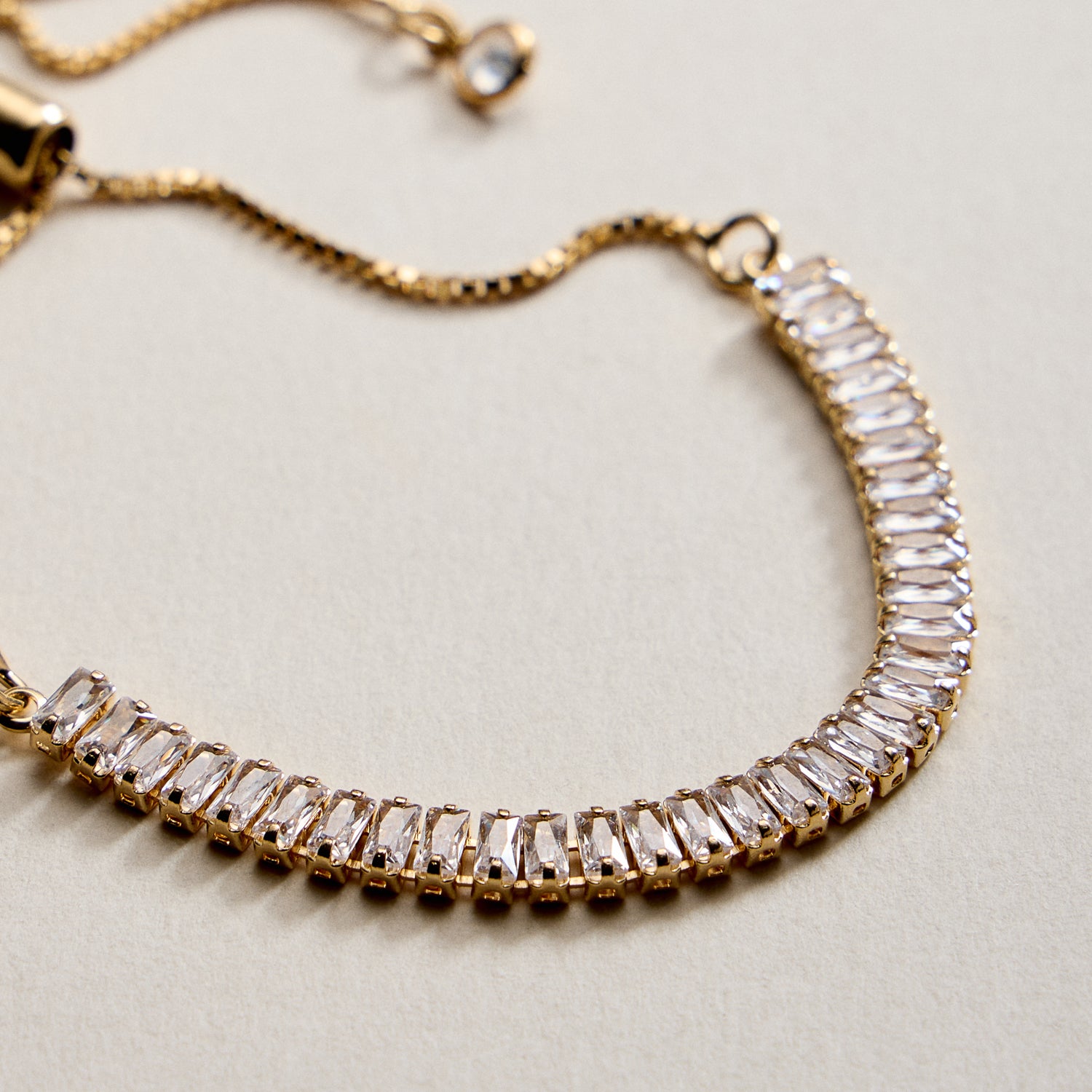 Gold Filled Baguette CZ Adjustable Bracelet