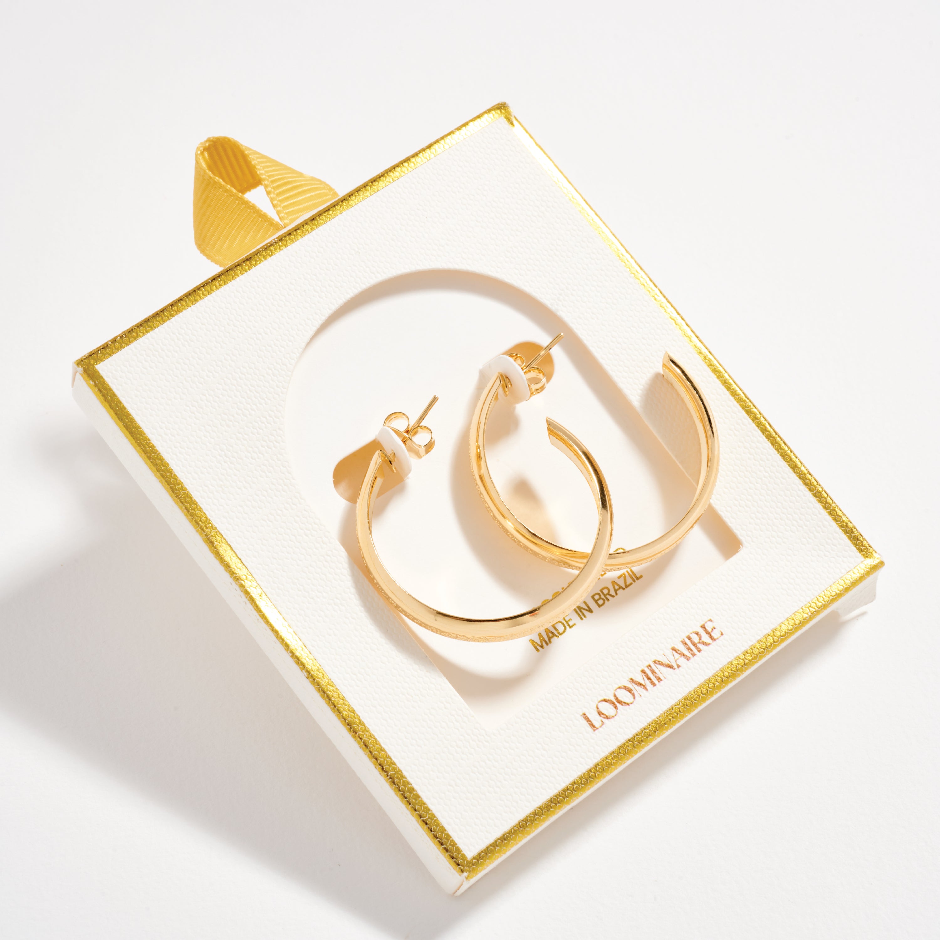 Gold Filled Smooth Textured Hoop Earrings – Classic Medium Hoops