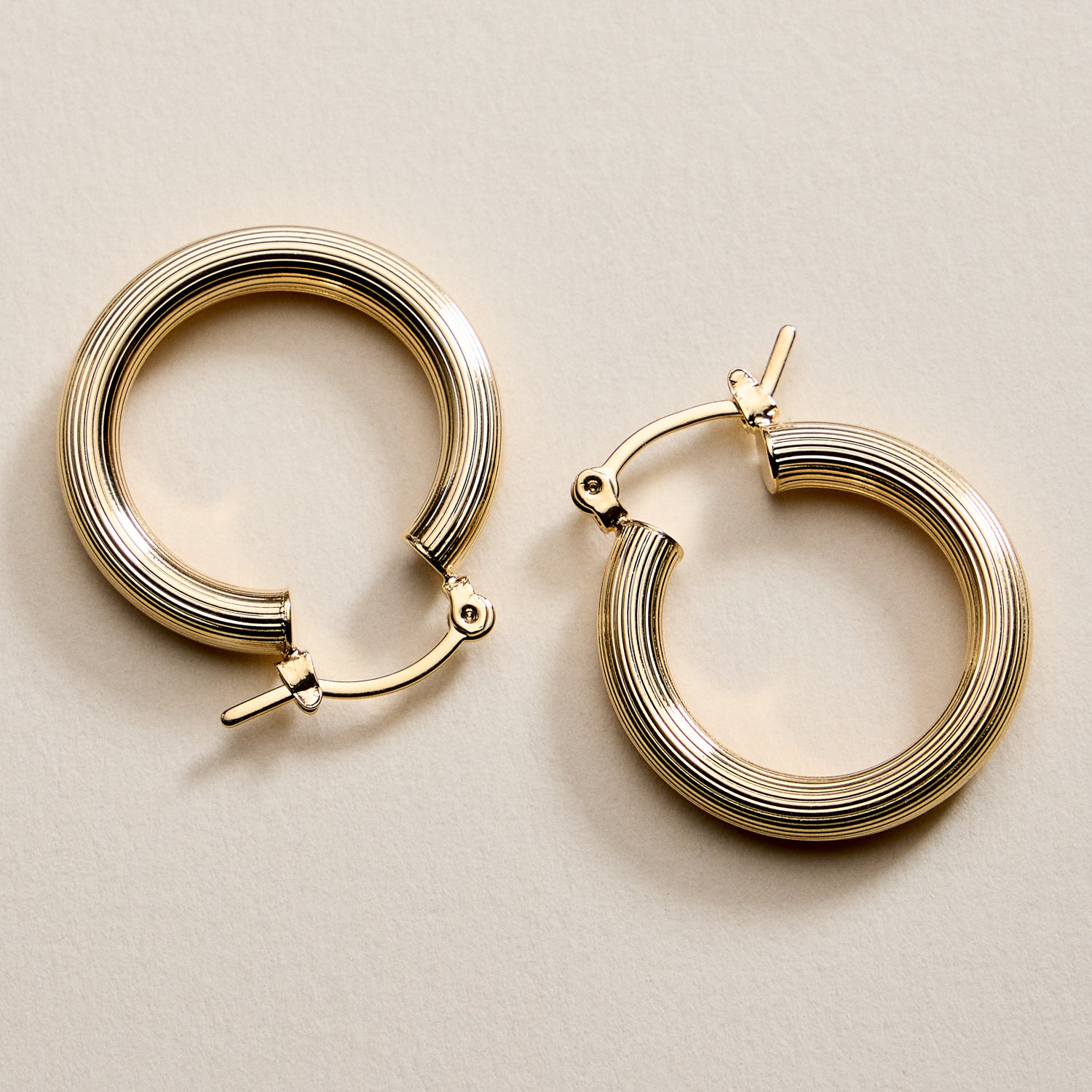 Gold Filled Ribbed Hoop Earrings – Small Textured Hoops