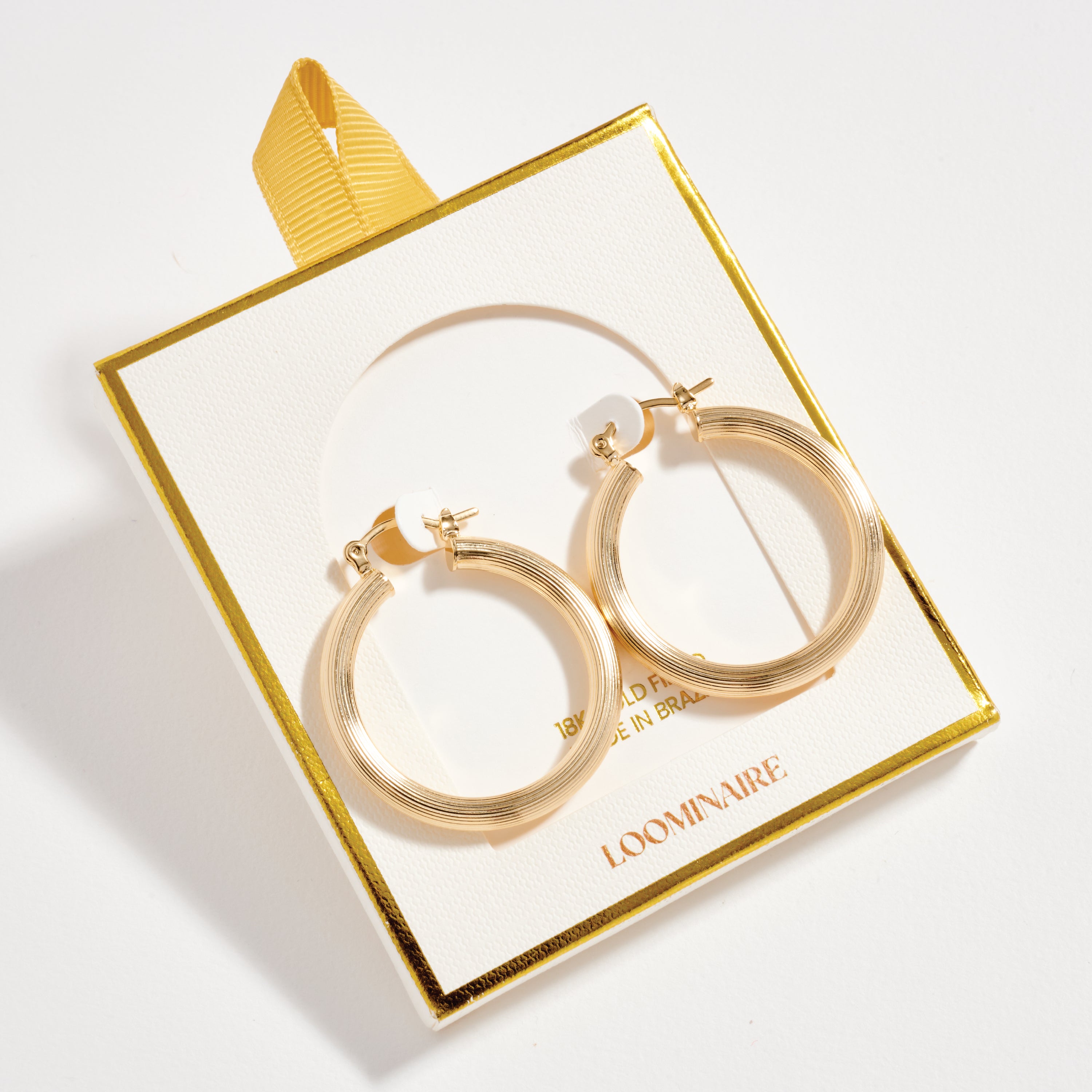 Gold Filled Ribbed Hoop Earrings – Medium Textured Hoops