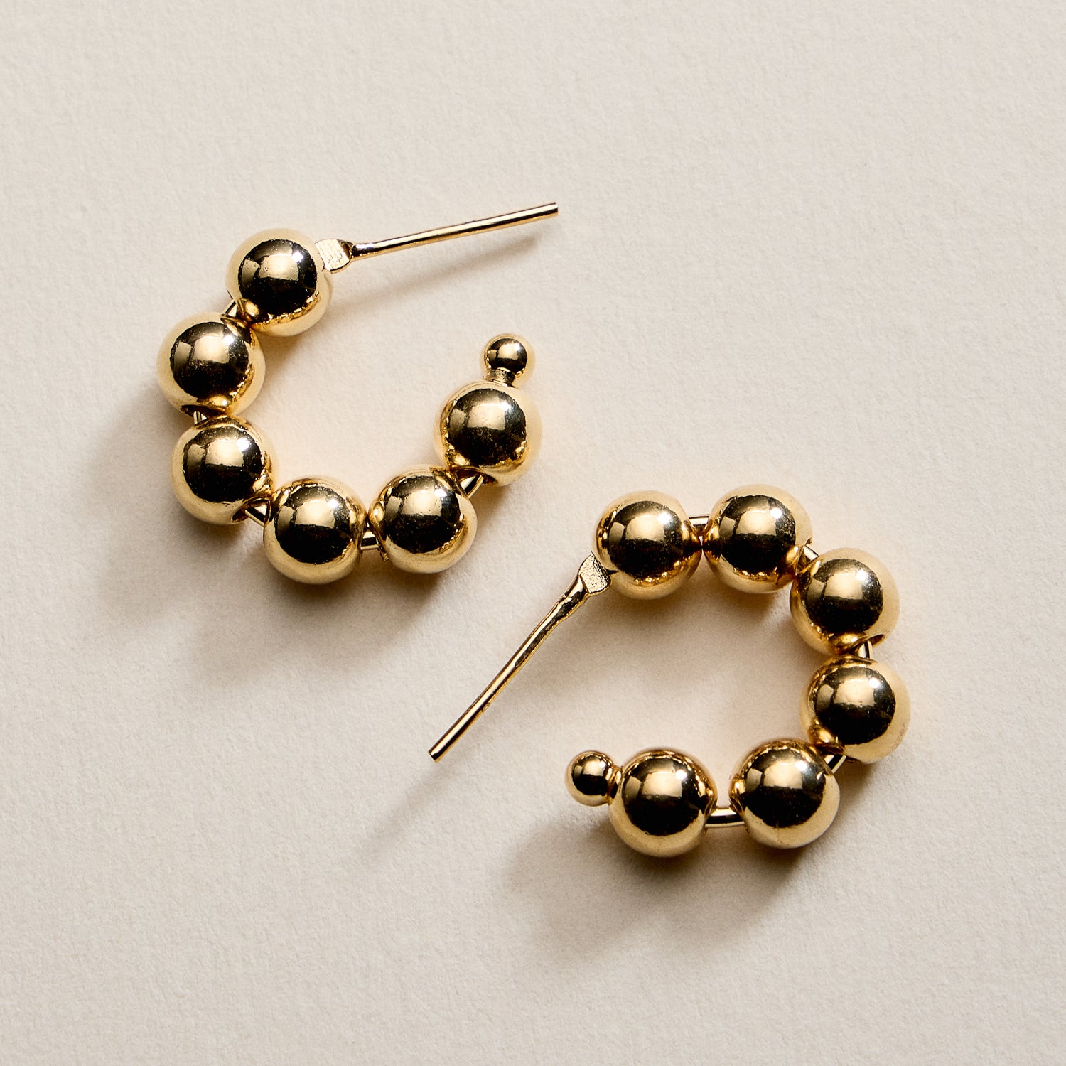 Gold Filled Beaded Hoop Earrings