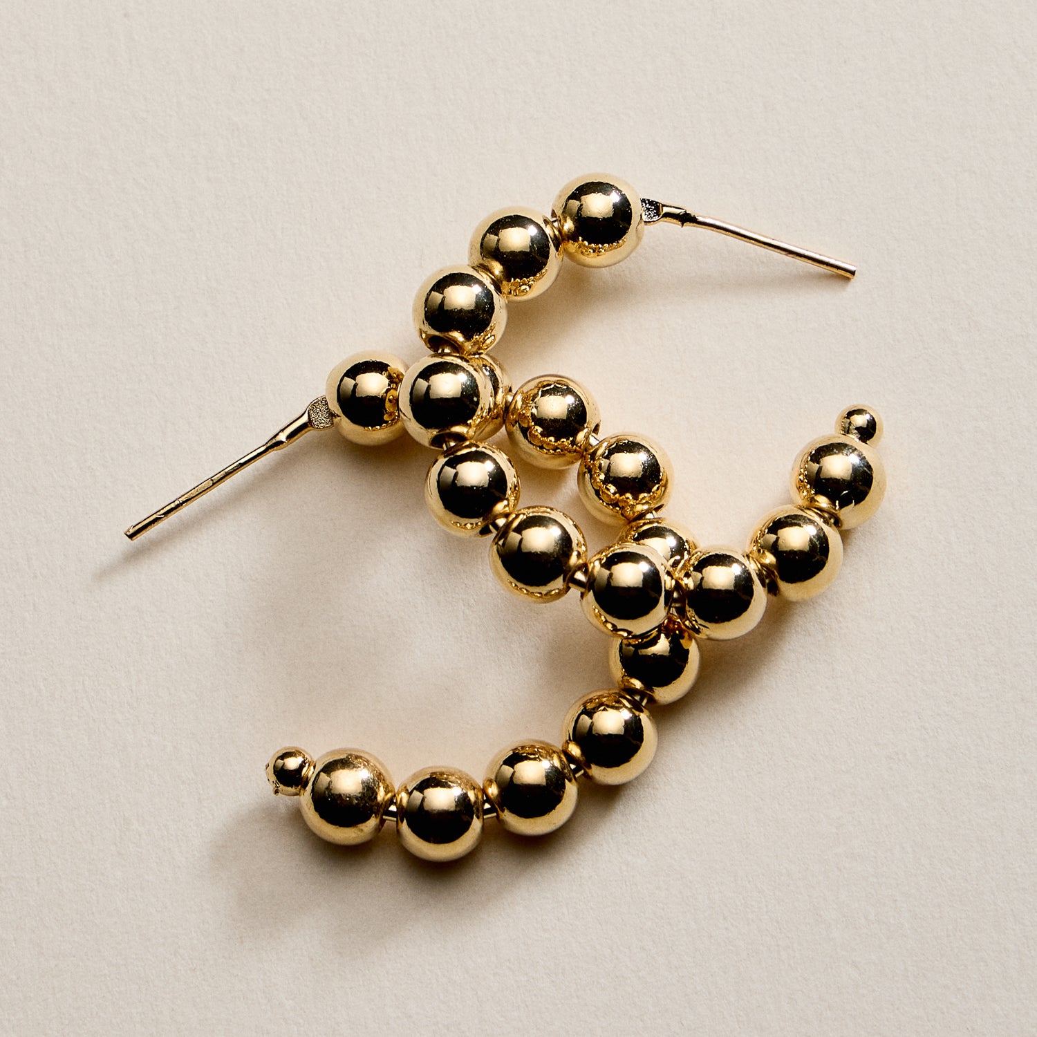 Gold Filled Beaded Hoop Earrings