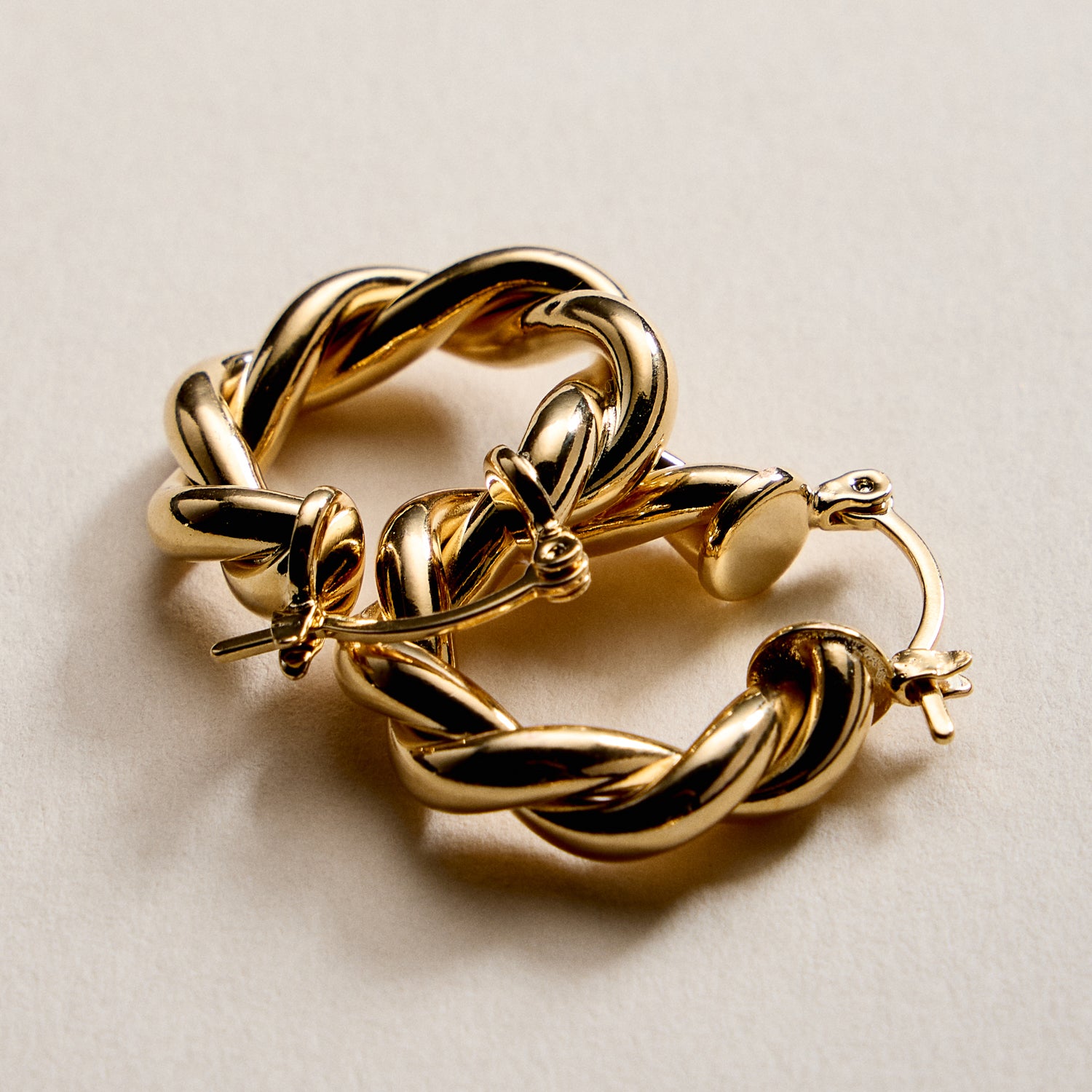 Gold Filled Braided Hoop Earrings – Chunky Twist Design