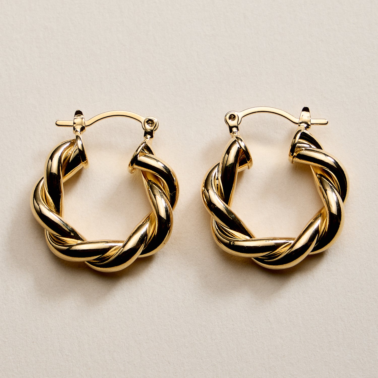 Gold Filled Braided Hoop Earrings – Chunky Twist Design