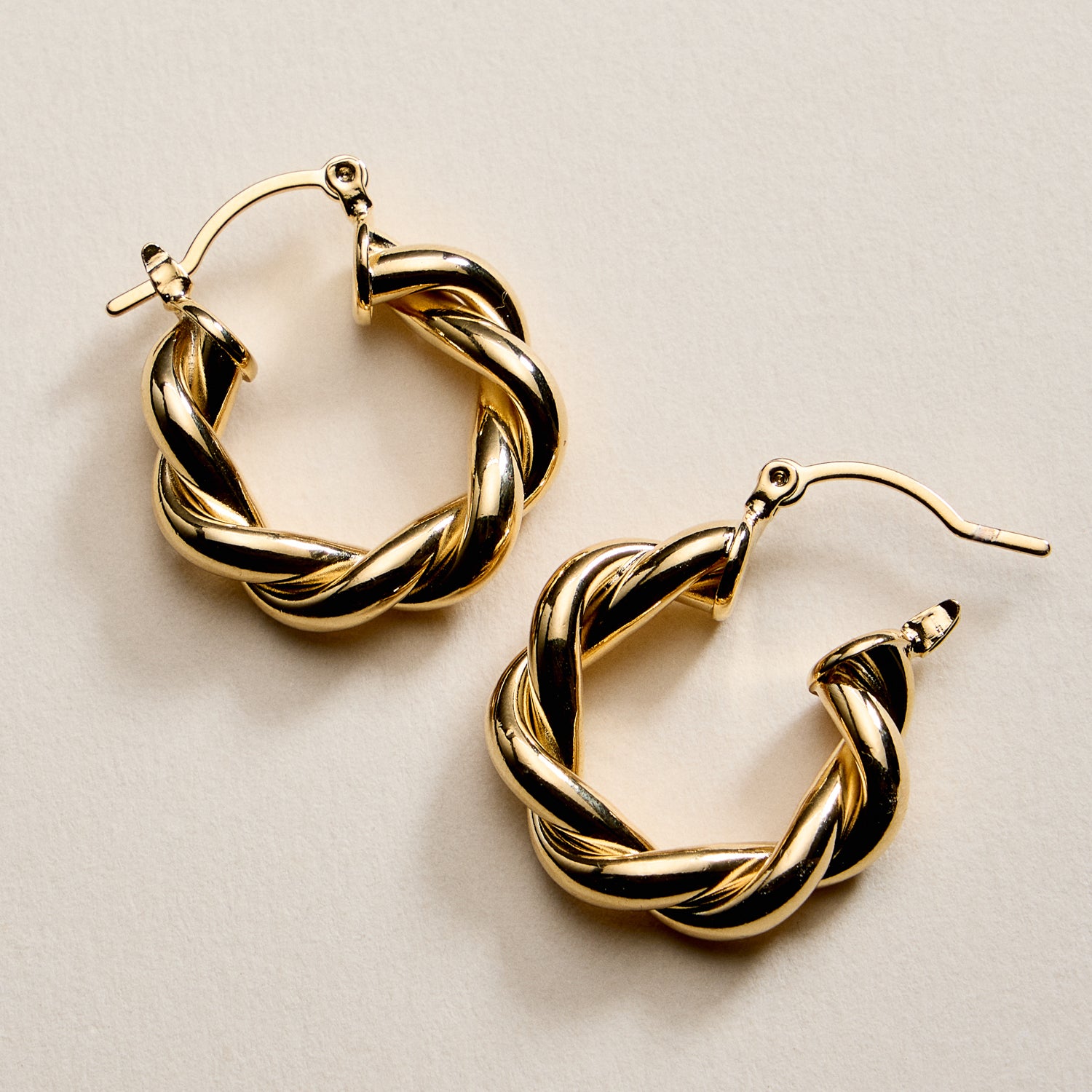 Gold Filled Braided Hoop Earrings – Chunky Twist Design