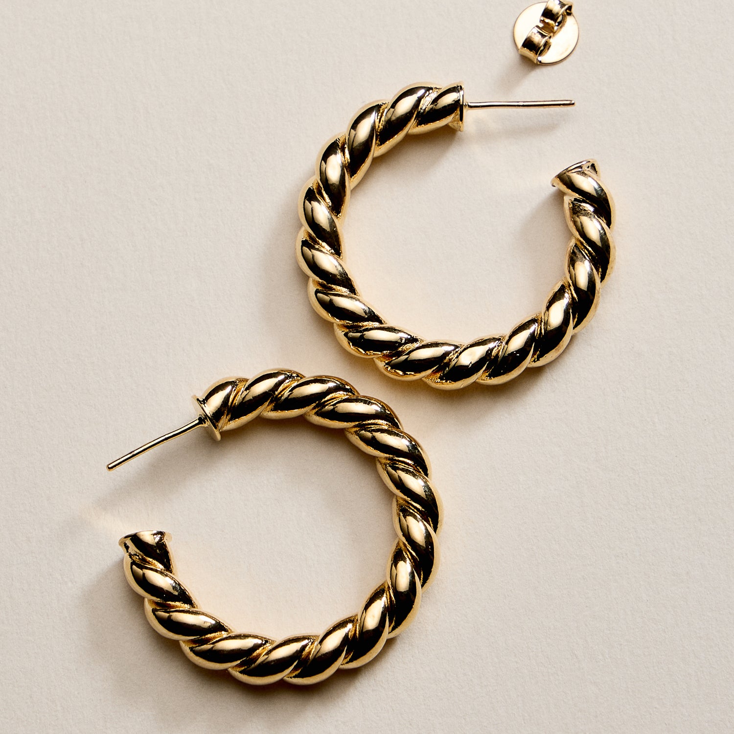 Gold Filled Rope Hoop Earrings