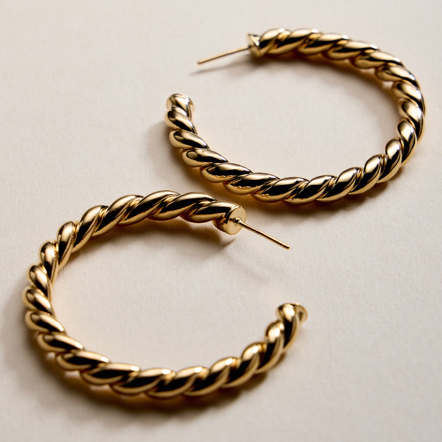 Gold Filled Rope Hoop Earrings – 30mm, 35mm, 45mm