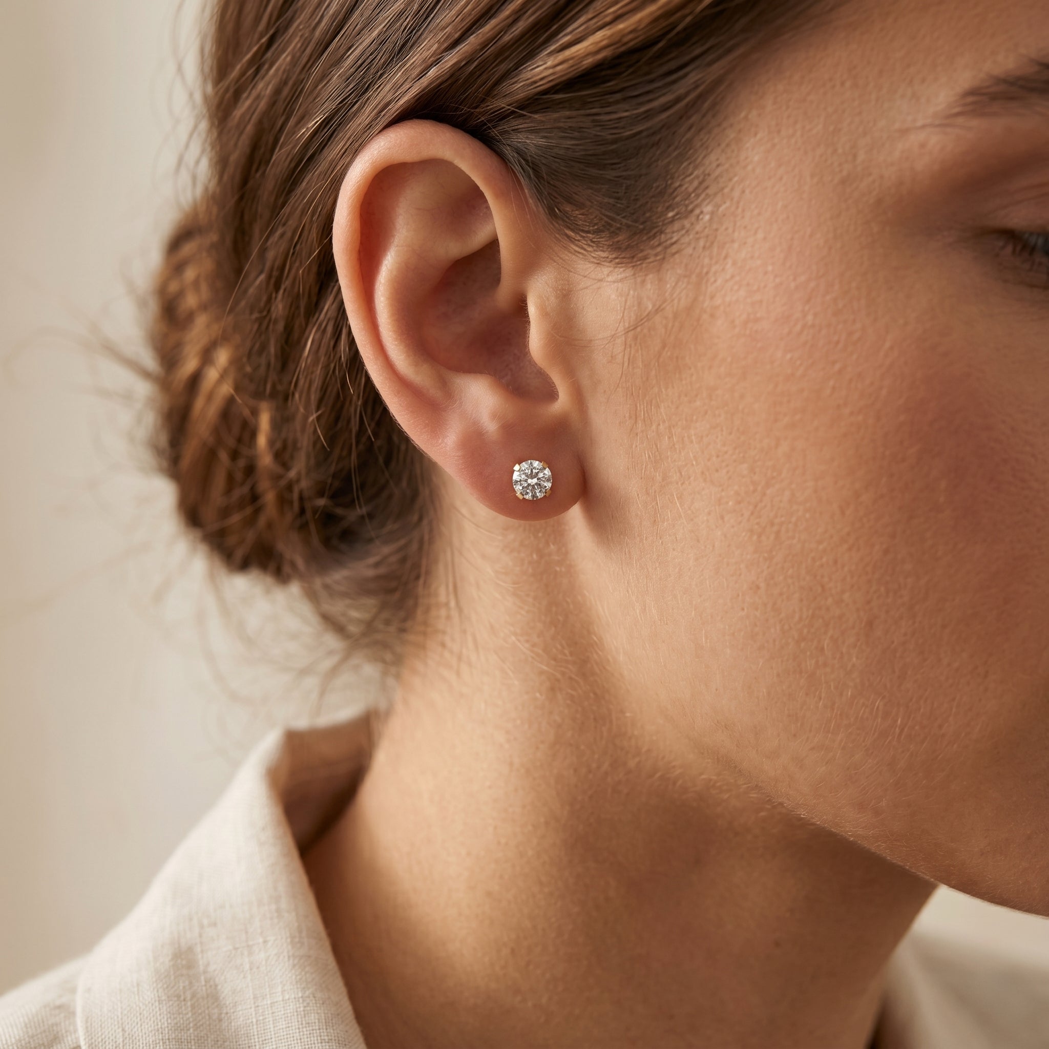 Gold Filled Round CZ Stud Earrings | Medium Size CZ