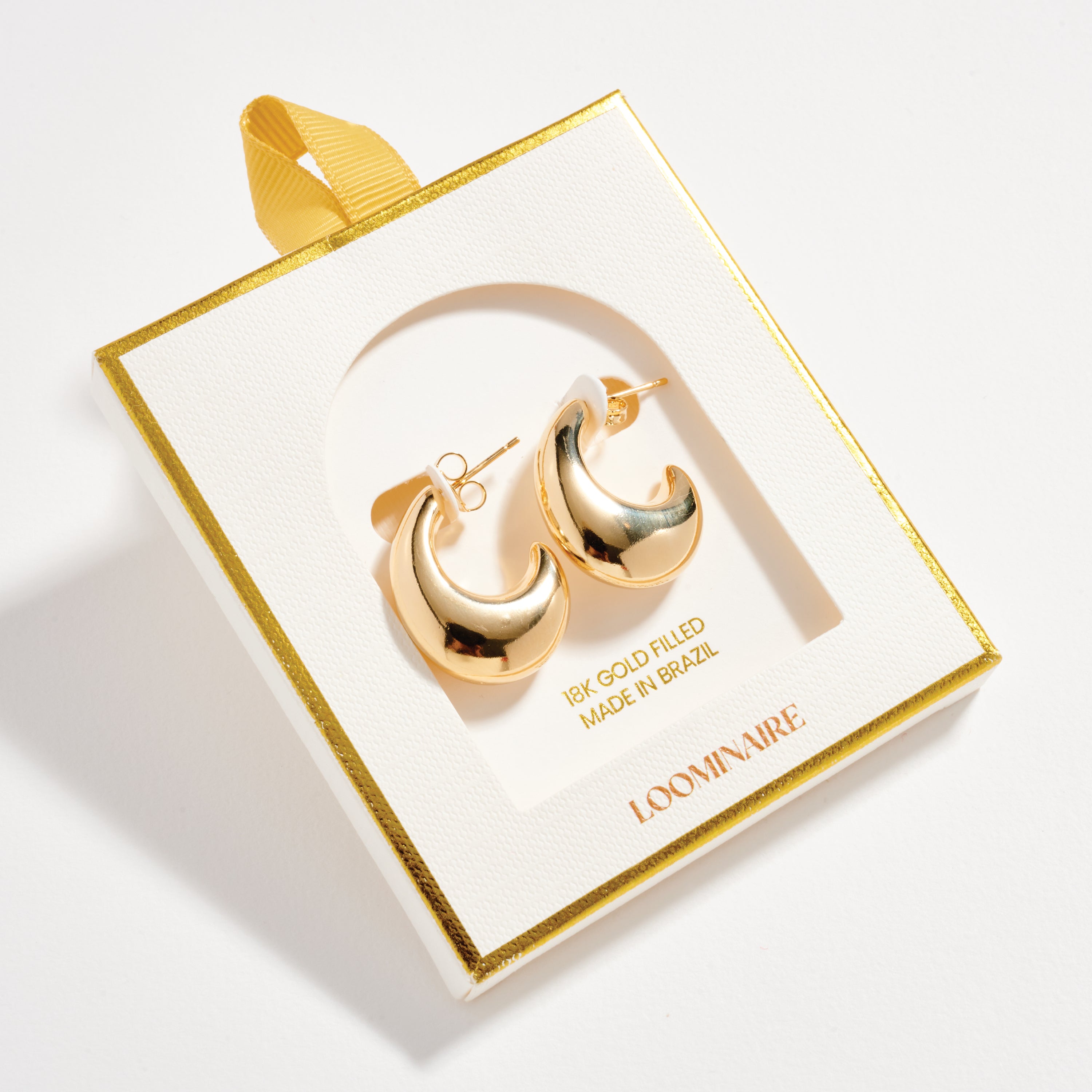 Gold Filled Chunky Crescent Hoop Earrings – Bold Statement Hoops