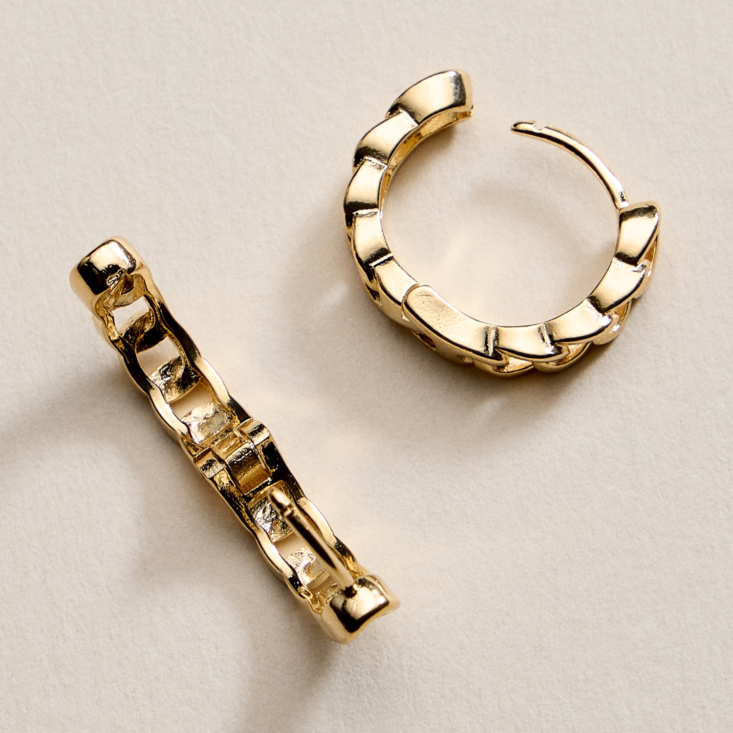 Gold Filled Chain Link Hoop Earrings