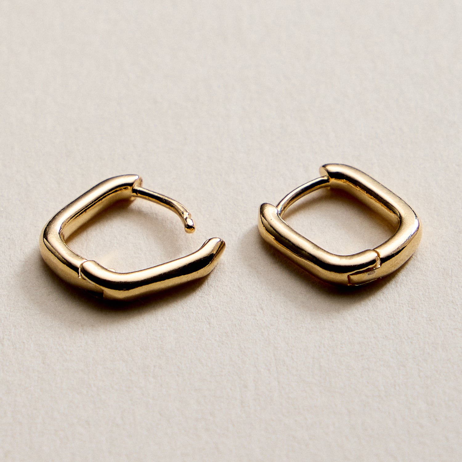 Gold Filled Square Huggie Hoop Earrings – Small Chunky Hoops