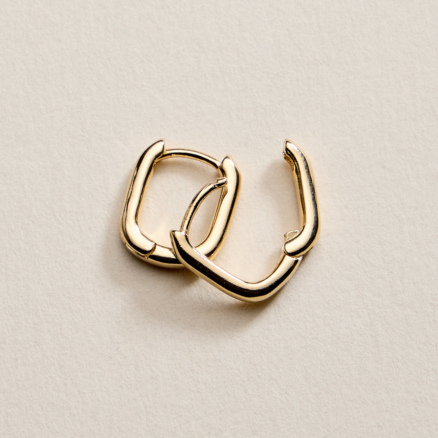 Gold Filled Square Huggie Hoop Earrings – Small Chunky Hoops