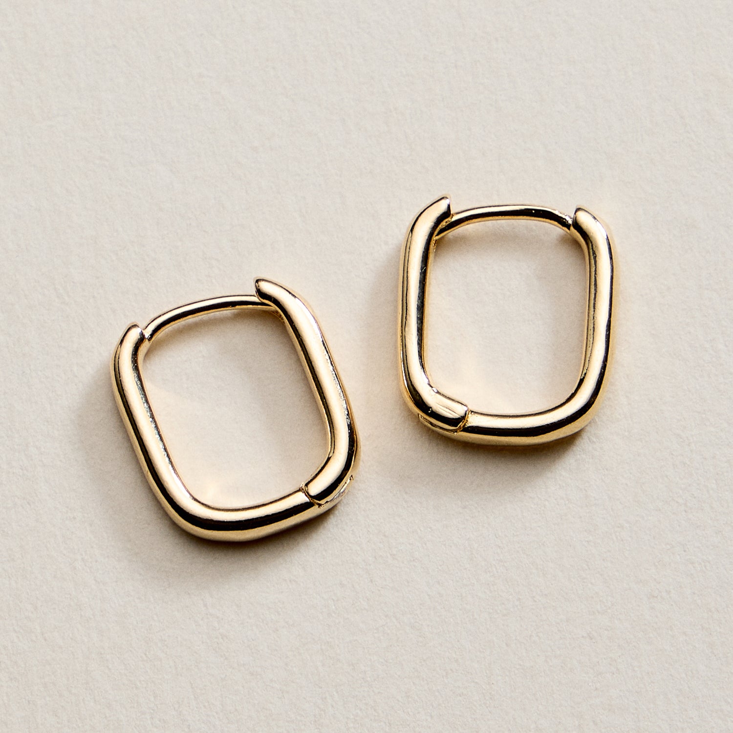 Gold Filled Square Huggie Hoop Earrings – Medium Chunky Hoops