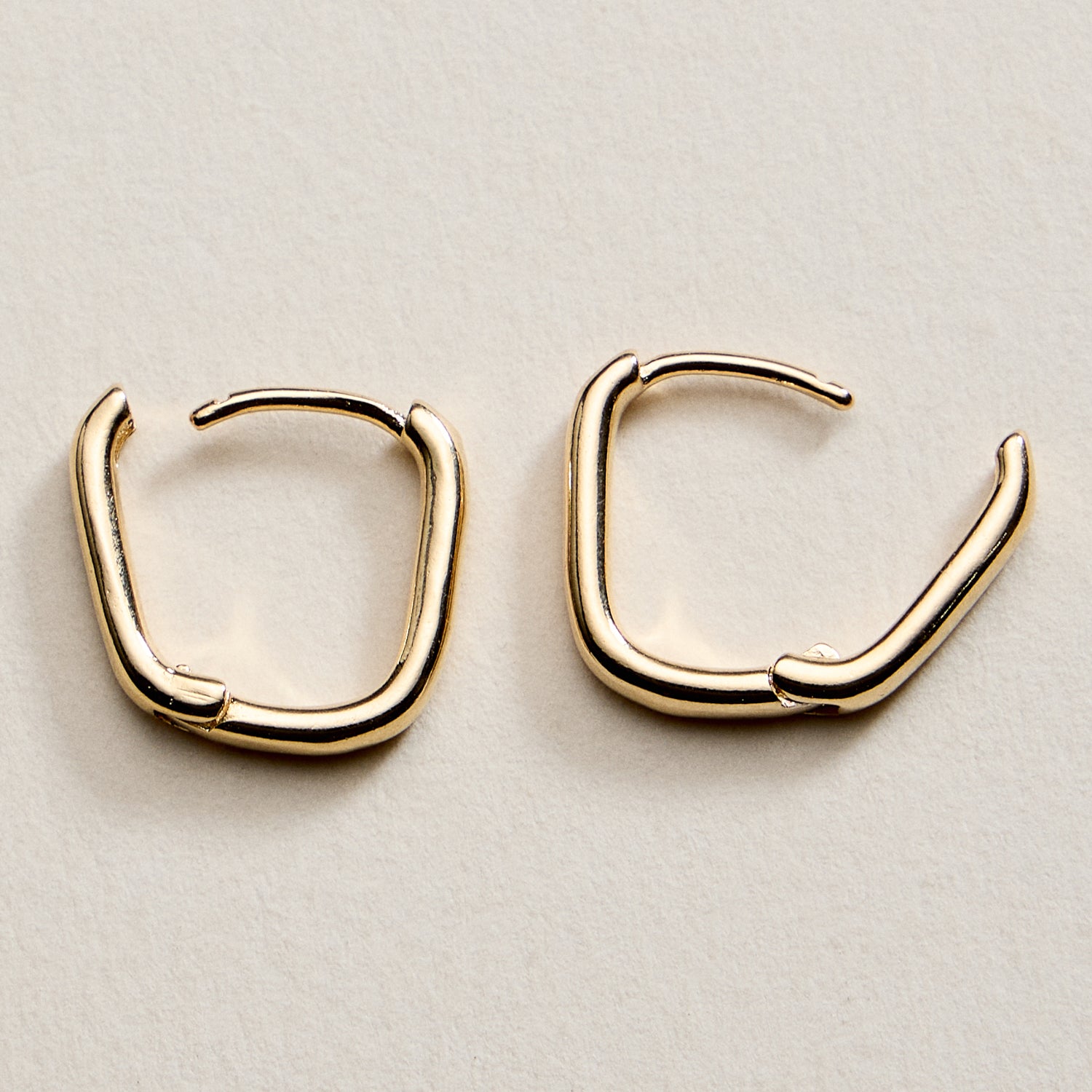 Gold Filled Square Huggie Hoop Earrings – Medium Chunky Hoops