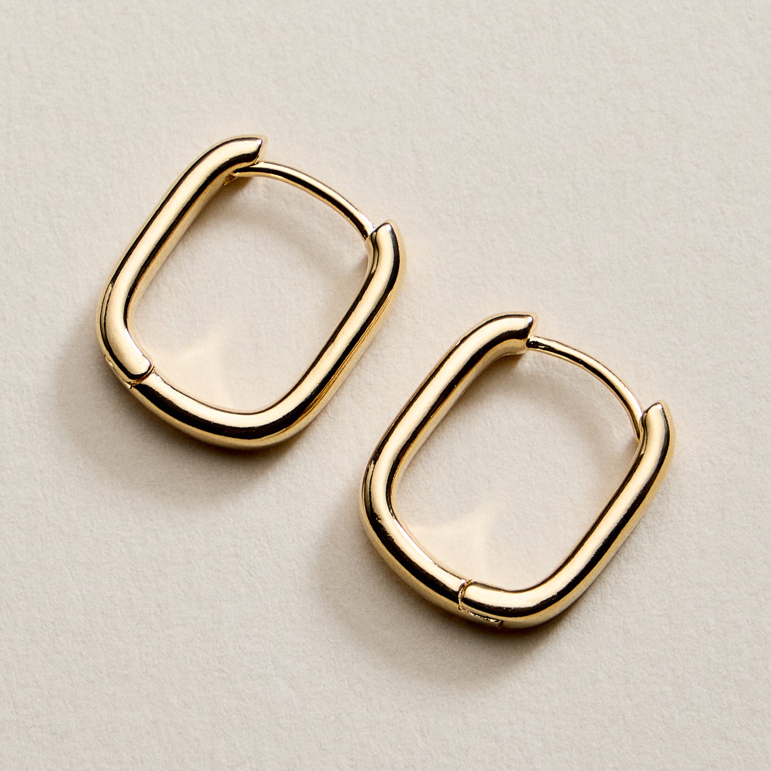 Gold Filled Square Huggie Hoop Earrings – Large Chunky Hoops