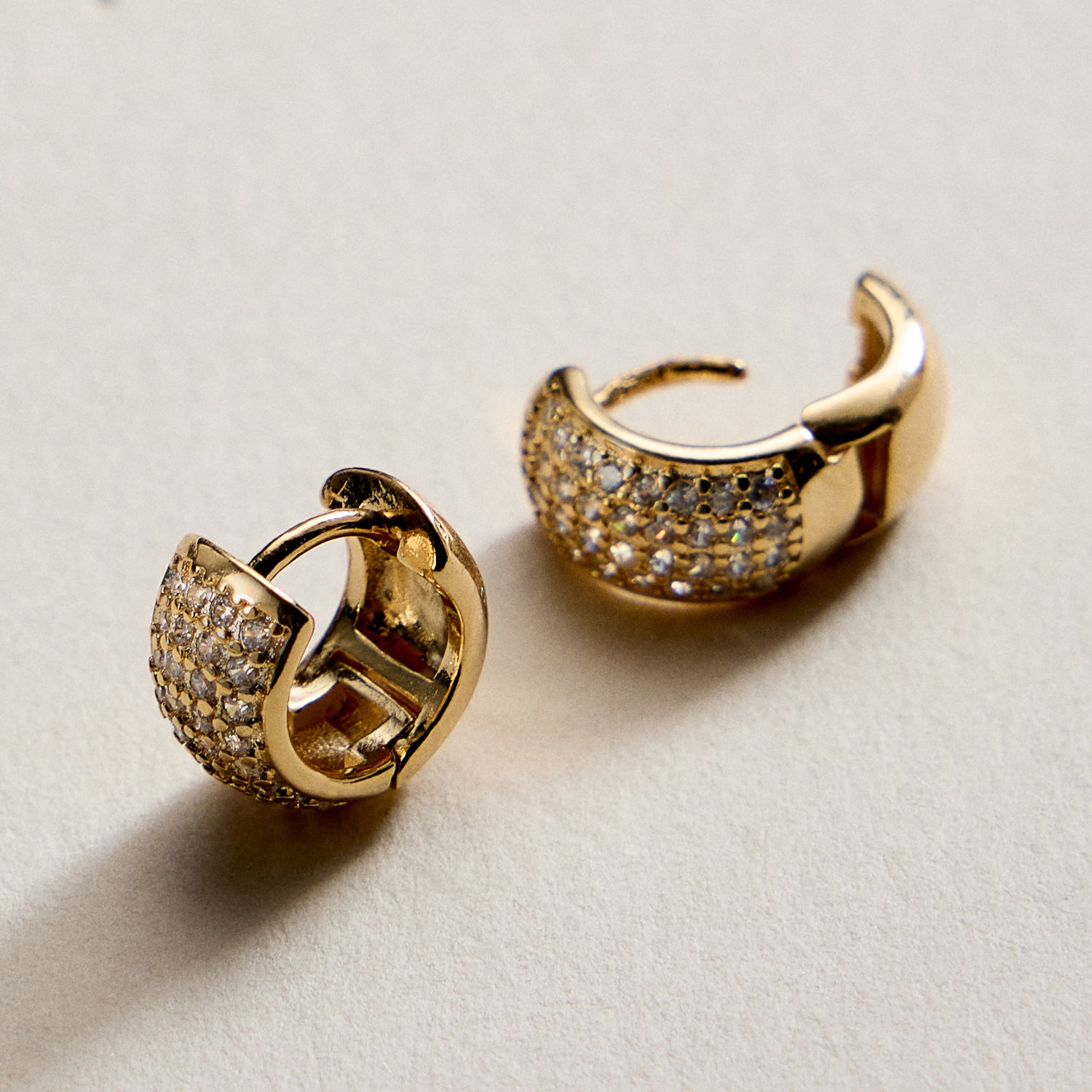 Gold Filled Small Crystal Hoop Earrings