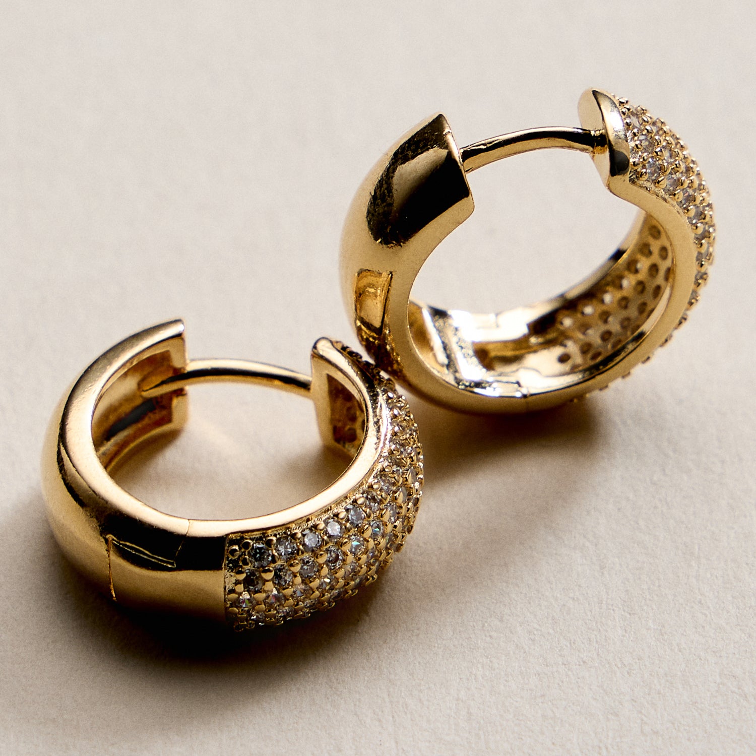 Gold Filled Large Crystal Hoop Earrings