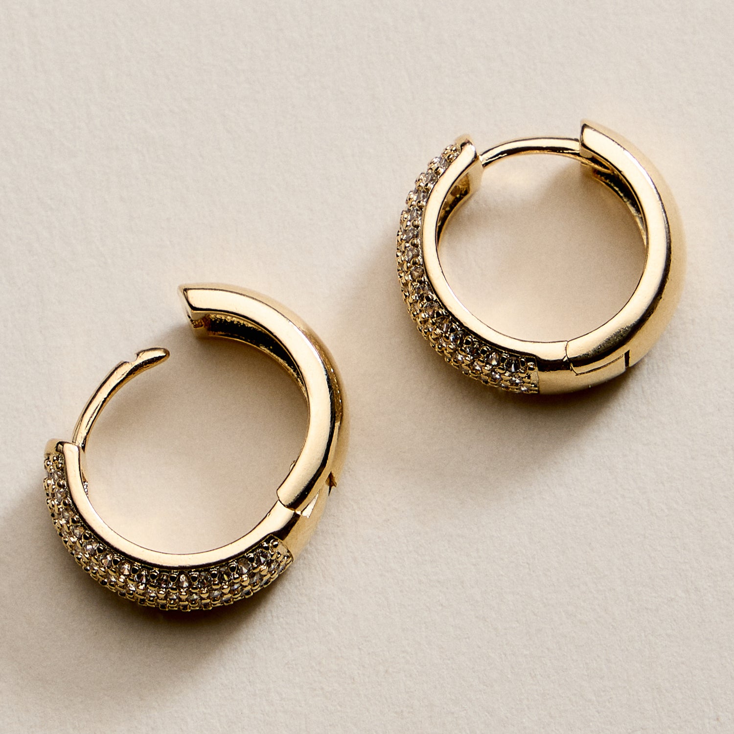 Gold Filled Large Crystal Hoop Earrings