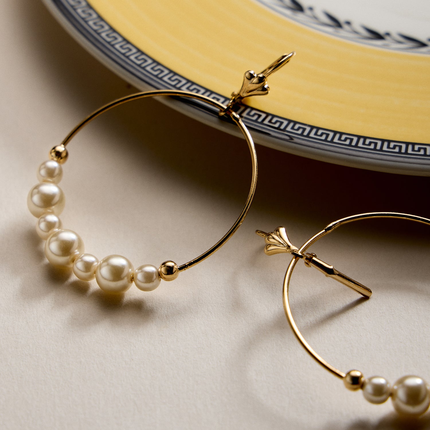 Gold Filled Pearl Hoop Earrings