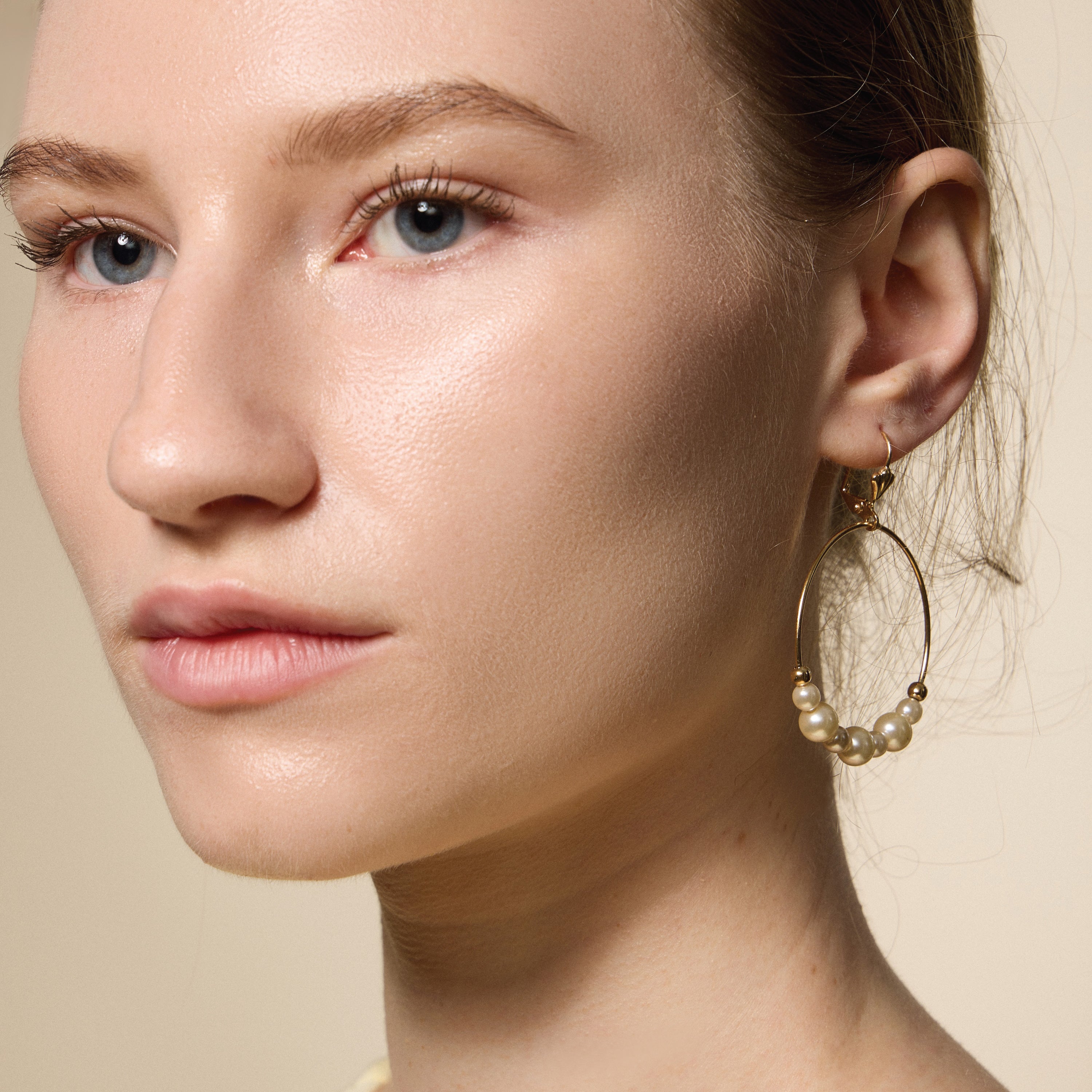 Gold Filled Pearl Hoop Earrings