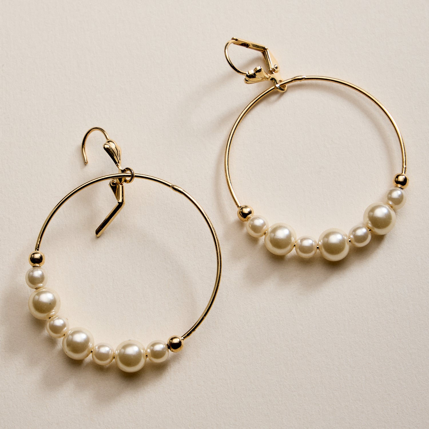 Gold Filled Pearl Hoop Earrings
