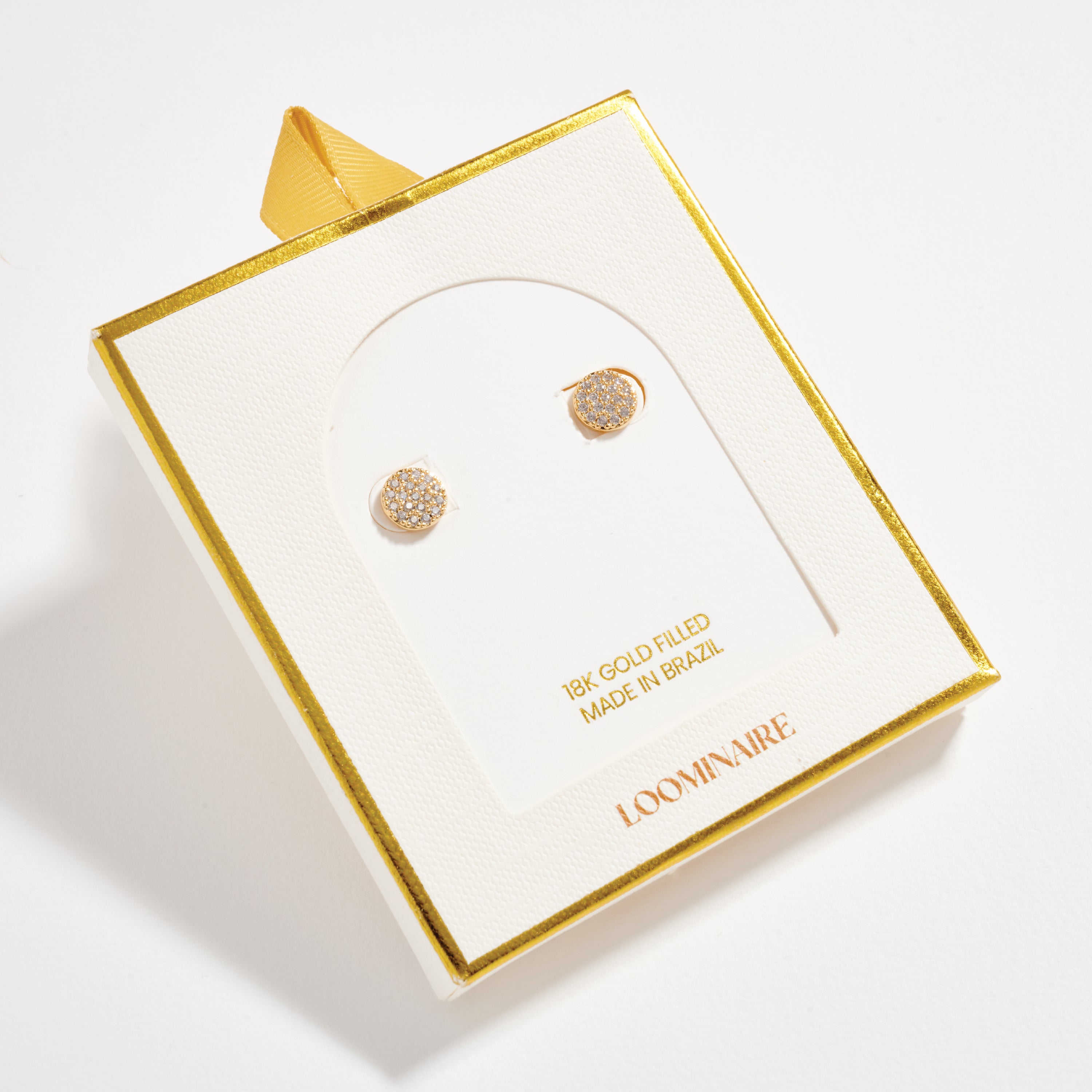 Gold Filled Crystal Round Stud Earrings