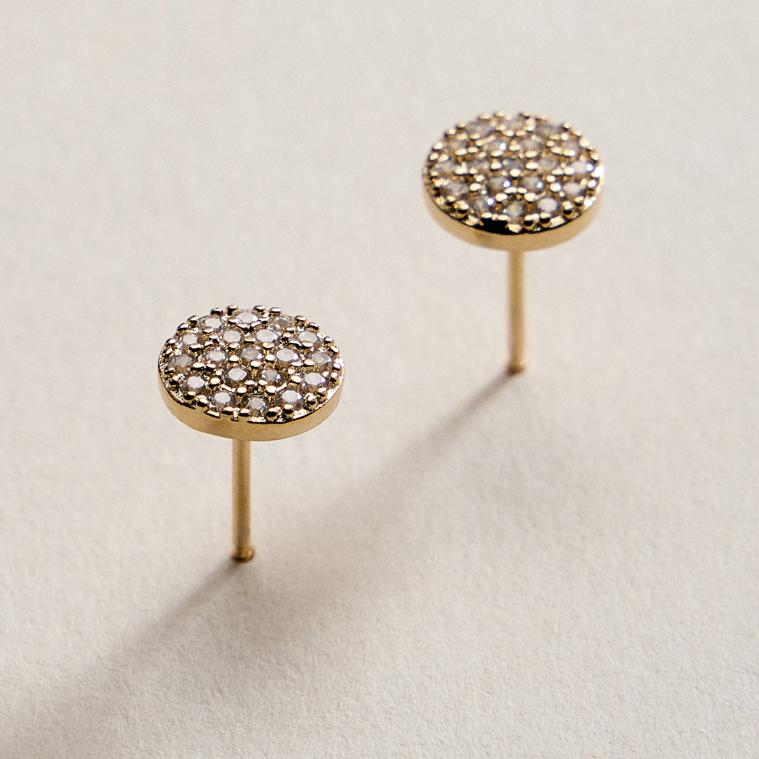 Gold Filled Crystal Round Stud Earrings