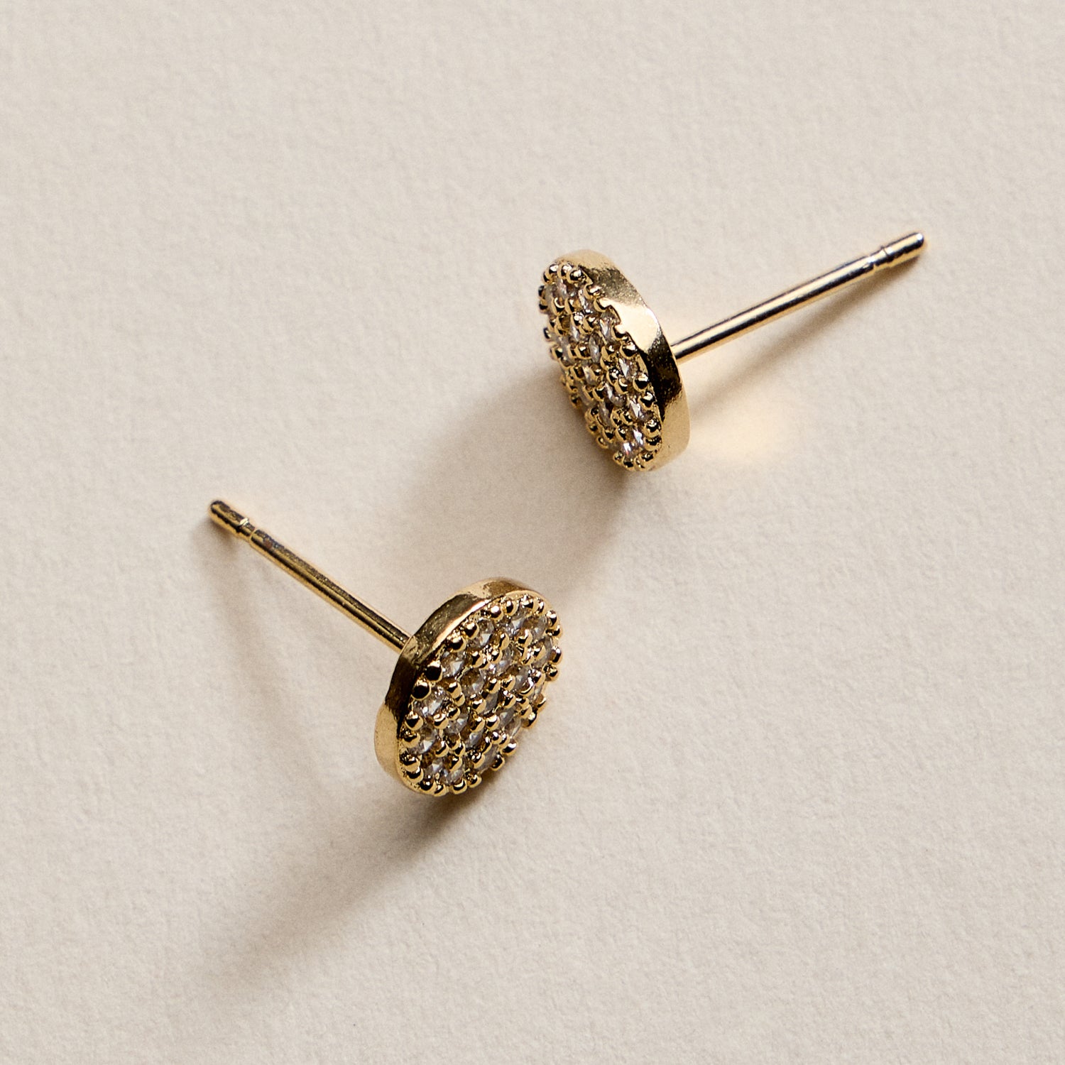 Gold Filled Crystal Round Stud Earrings