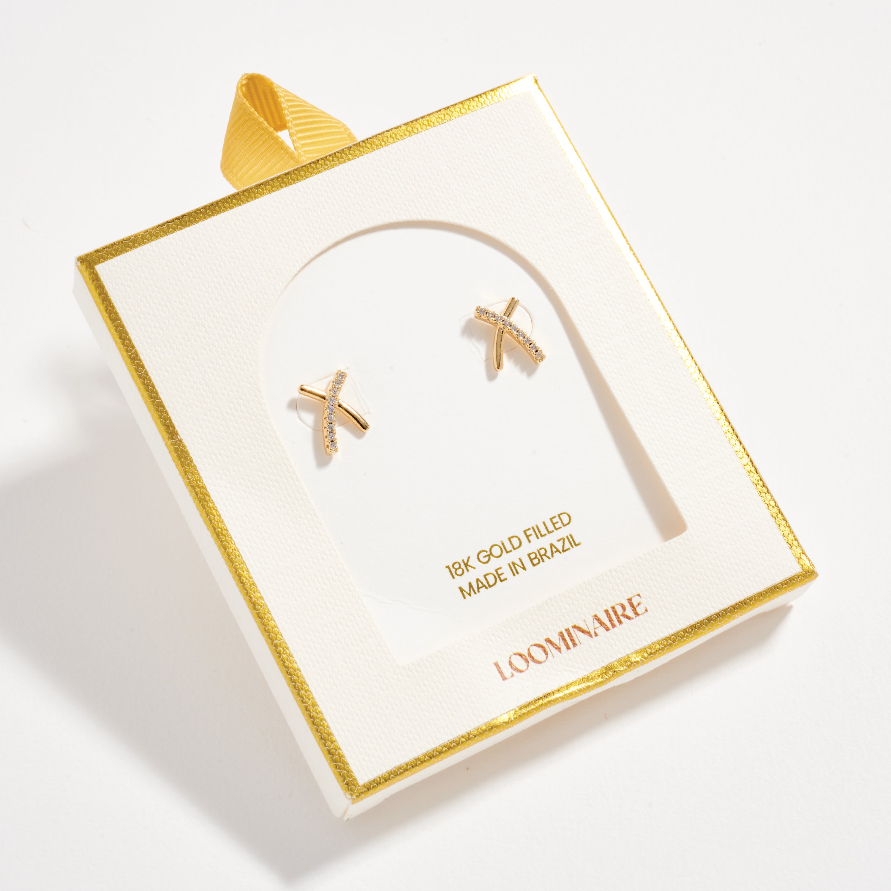 Gold Filled Crystal X Stud Earrings