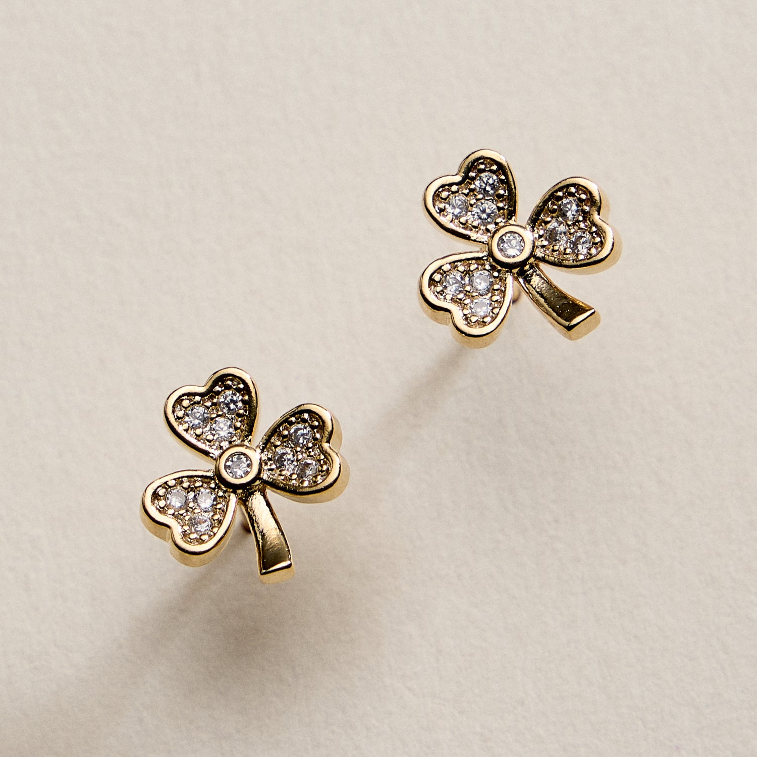 Gold Filled Cubic Zirconia Petal Stud Earrings