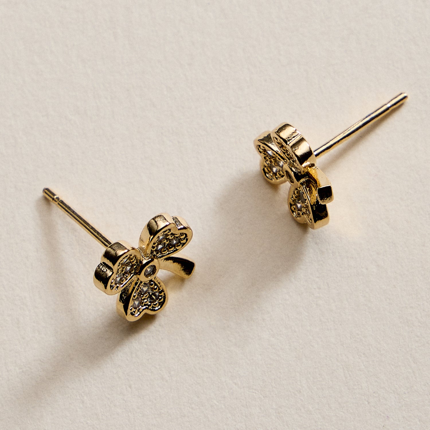 Gold Filled Cubic Zirconia Petal Stud Earrings