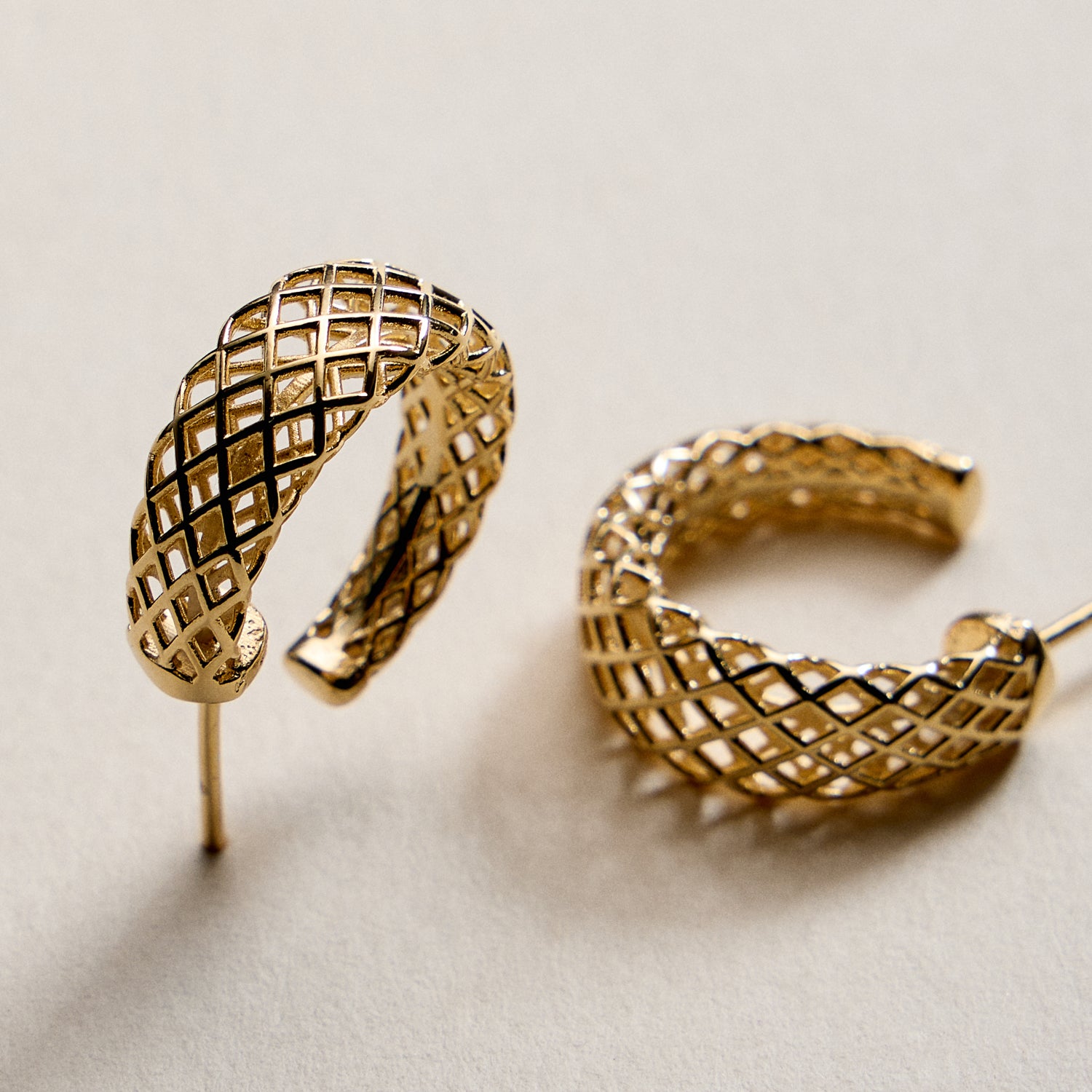 Gold Filled Woven Lattice Earrings