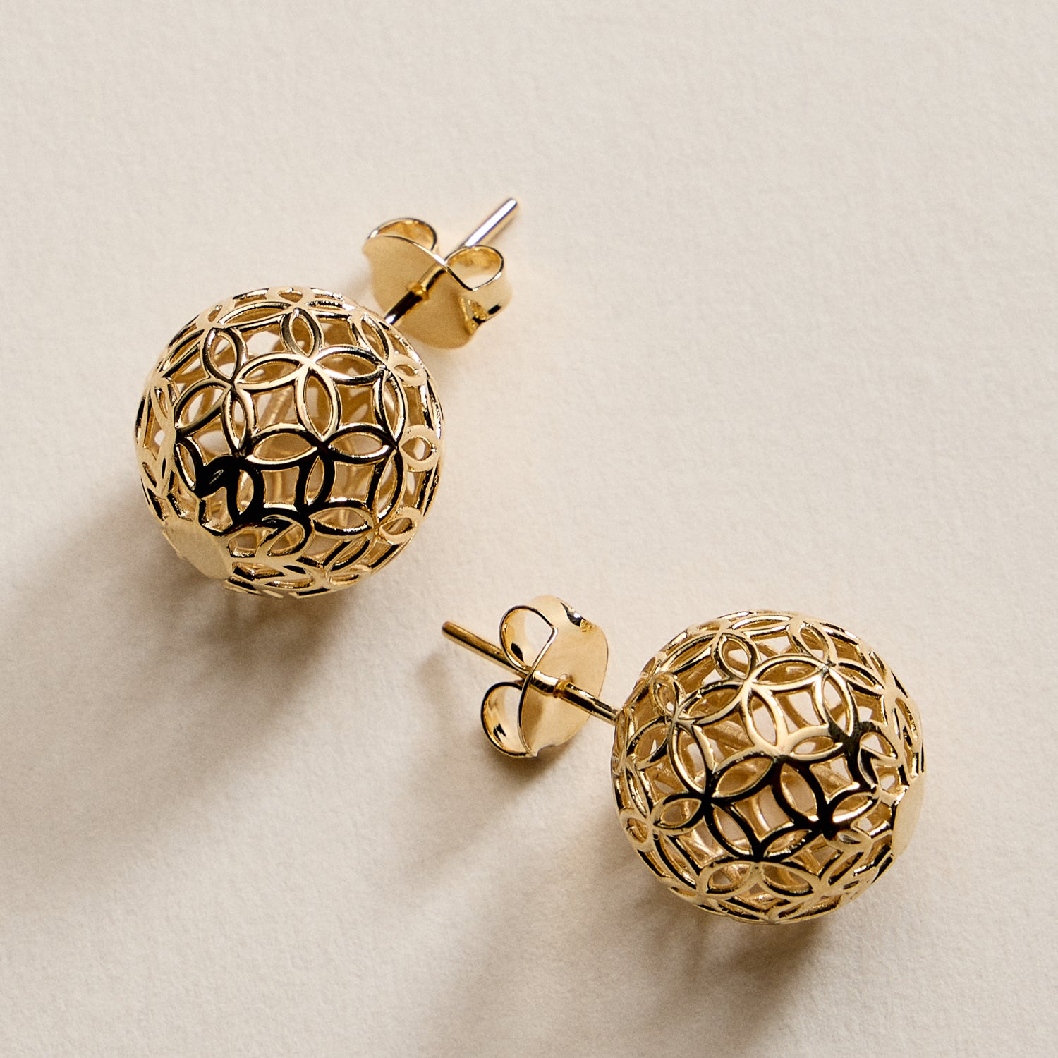 Gold Filled Filigree Ball Stud Earrings