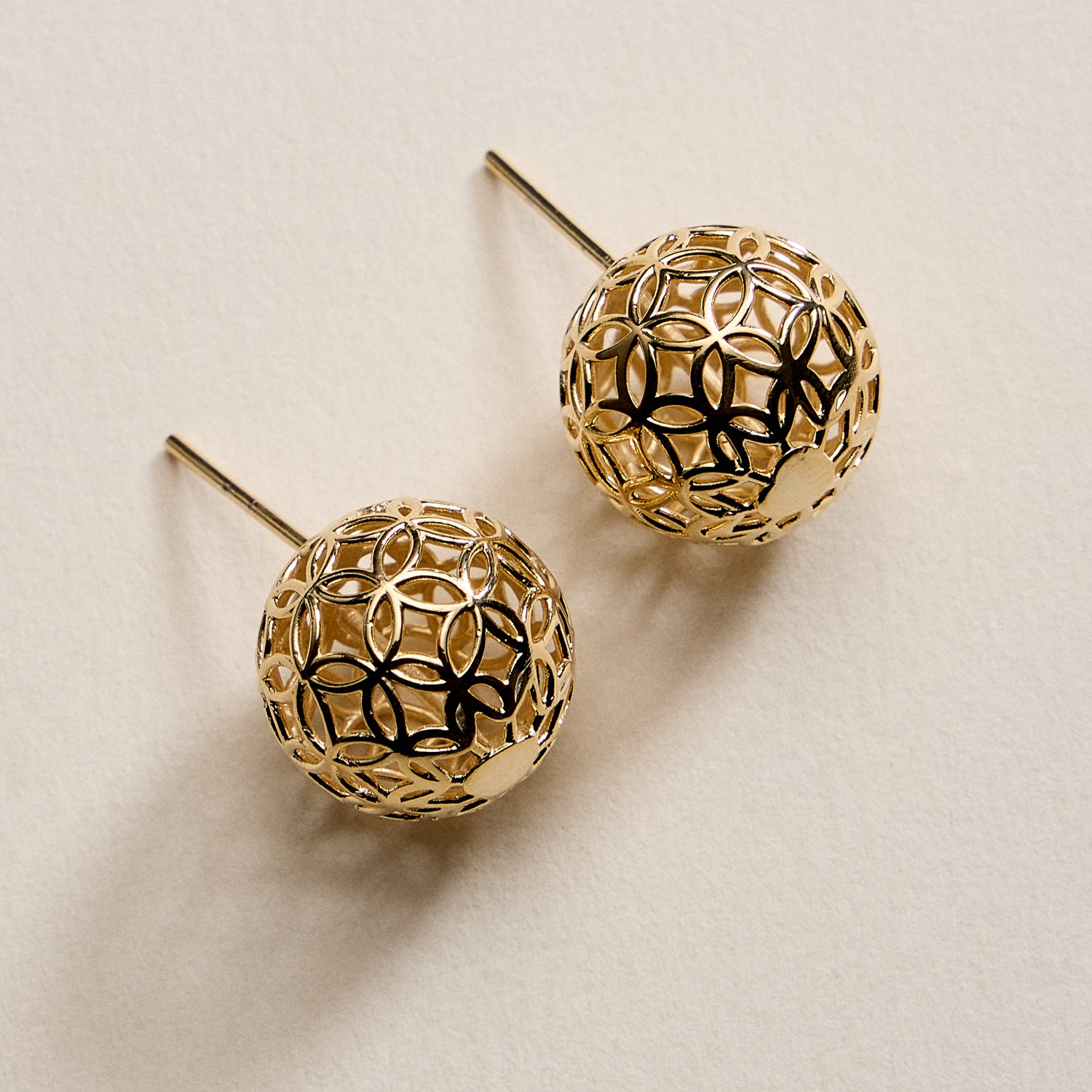 Gold Filled Filigree Ball Stud Earrings