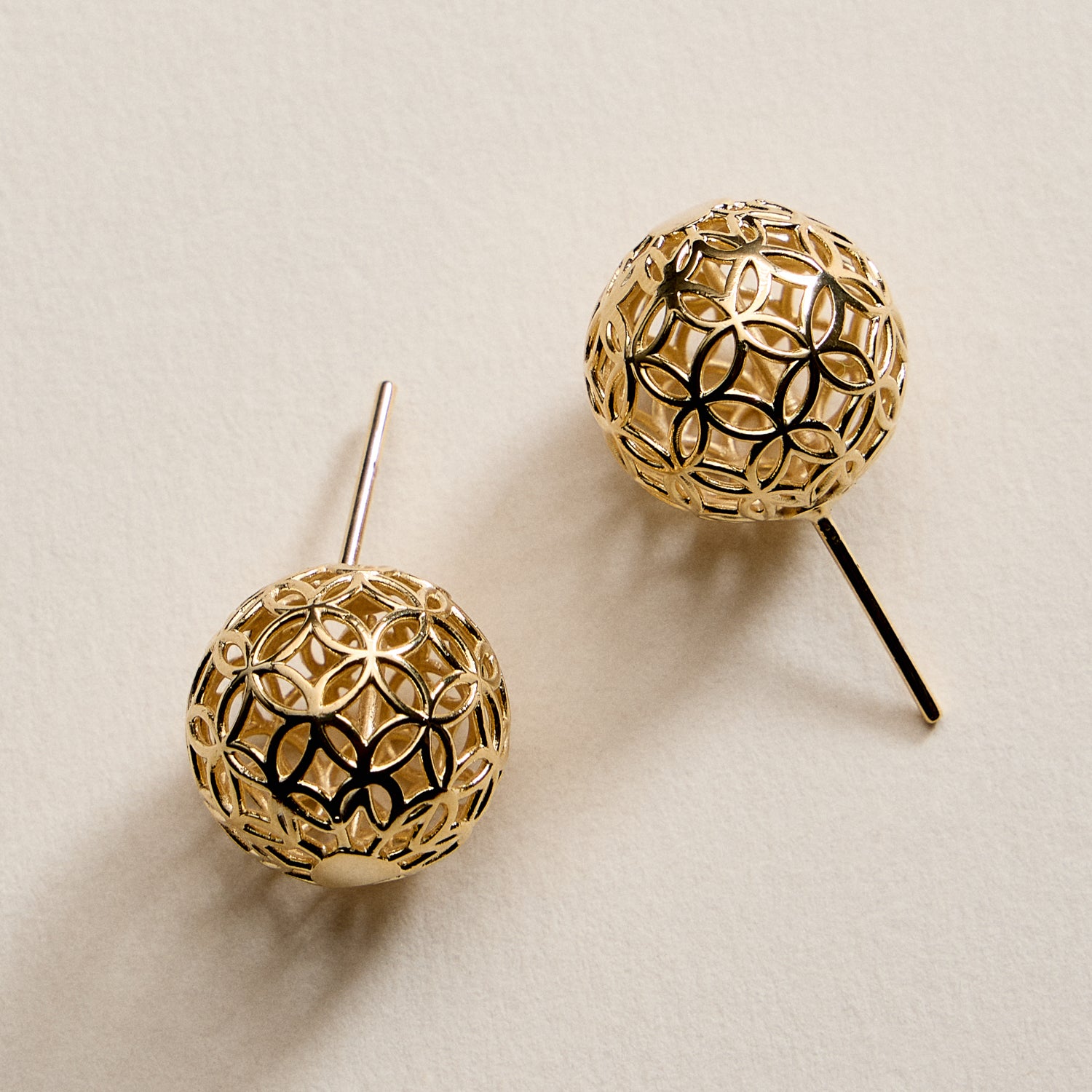 Gold Filled Filigree Ball Stud Earrings