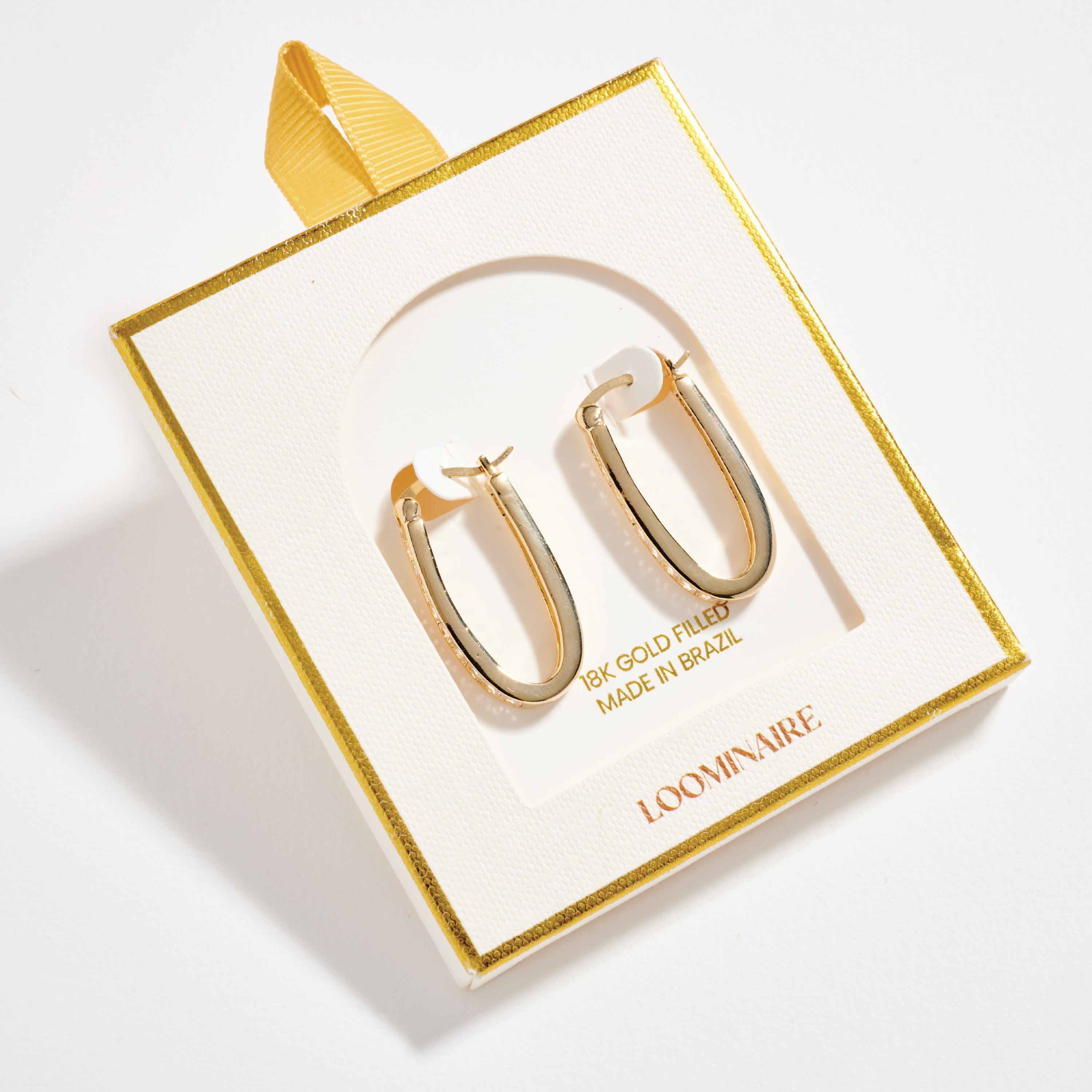 Gold Filled Oval Hoop Earrings with Channel Set CZ Stones