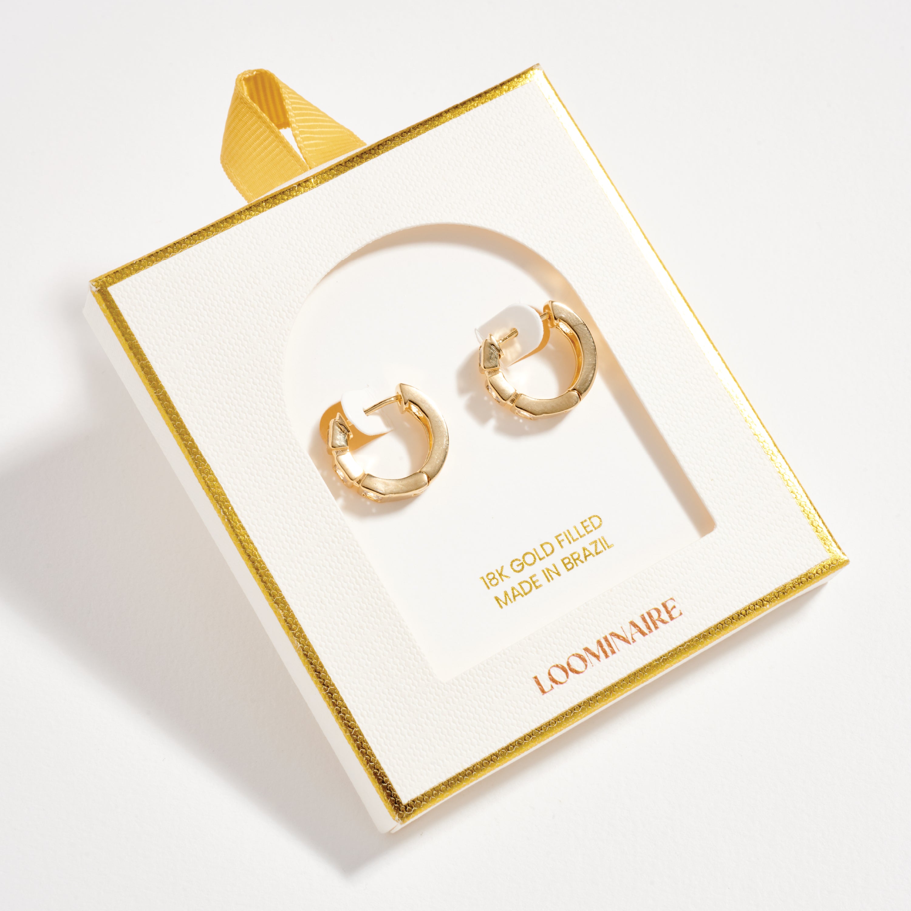 Gold Filled CZ Huggie Hoop Earrings