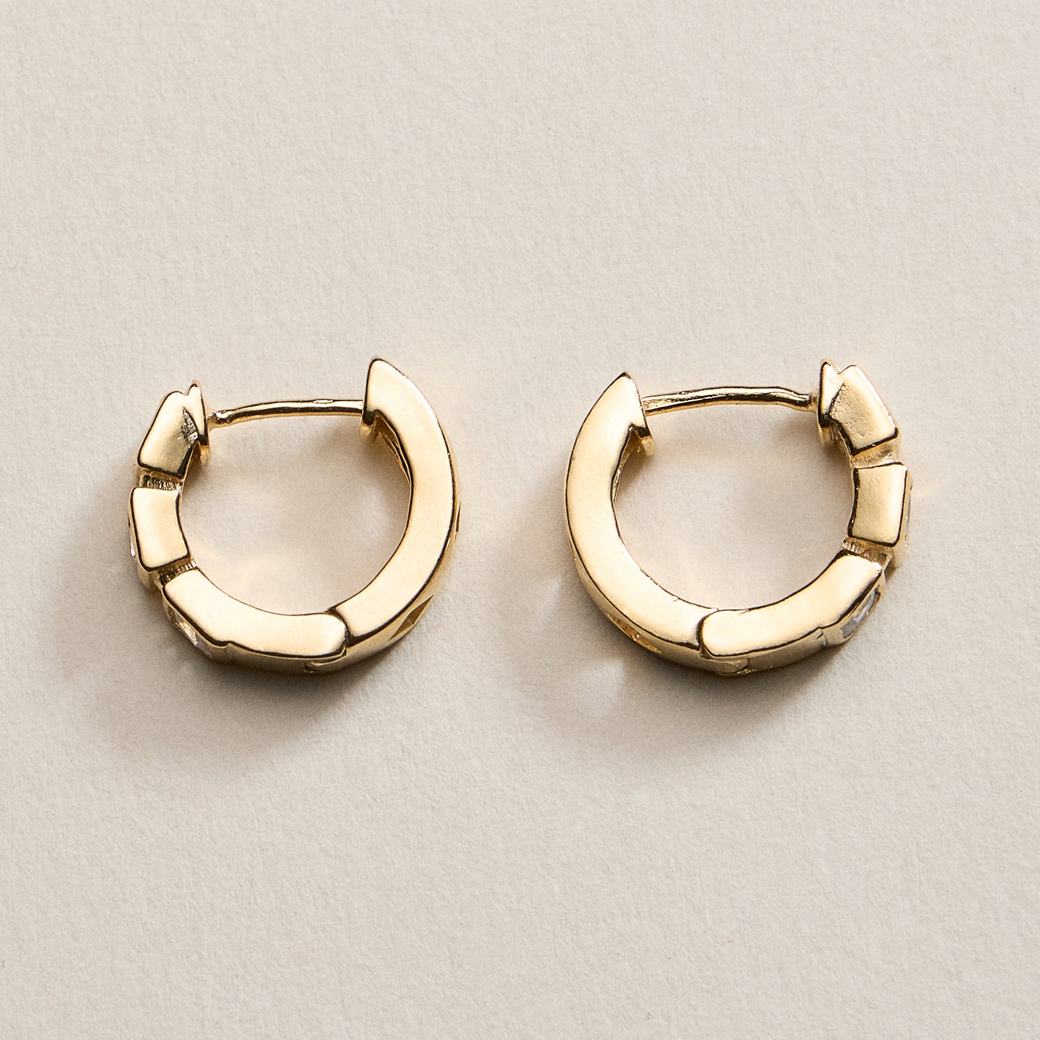 Gold Filled CZ Huggie Hoop Earrings