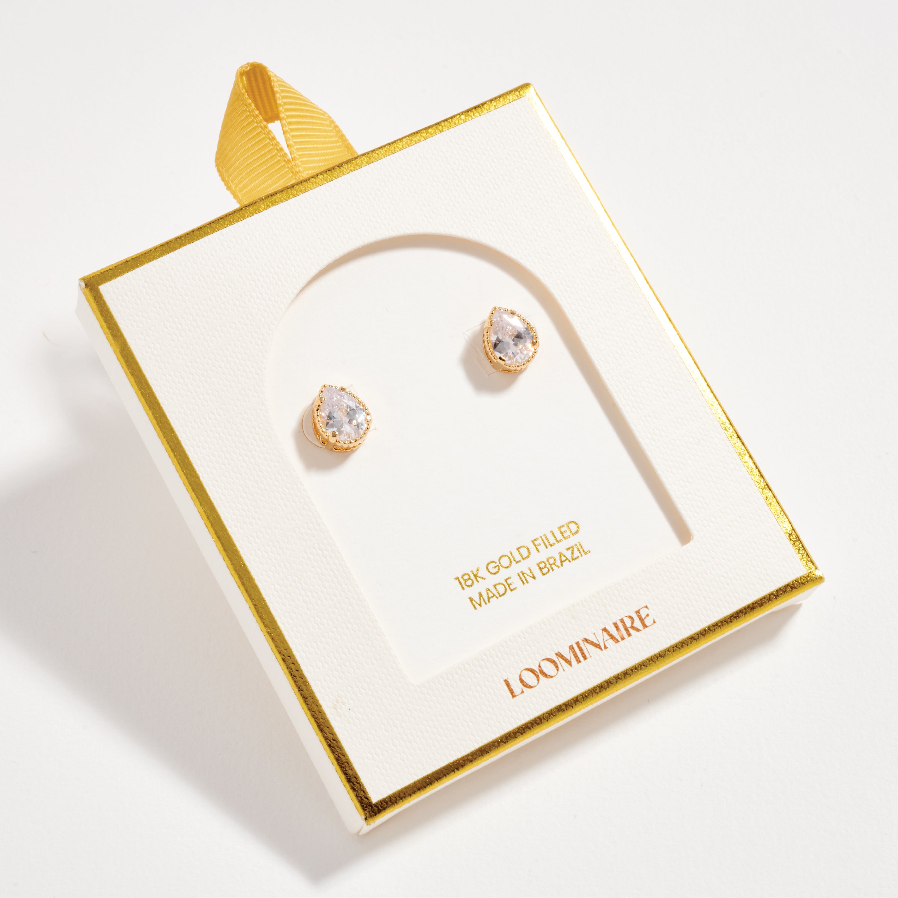 Gold Filled Teardrop Crystal Stud Earrings