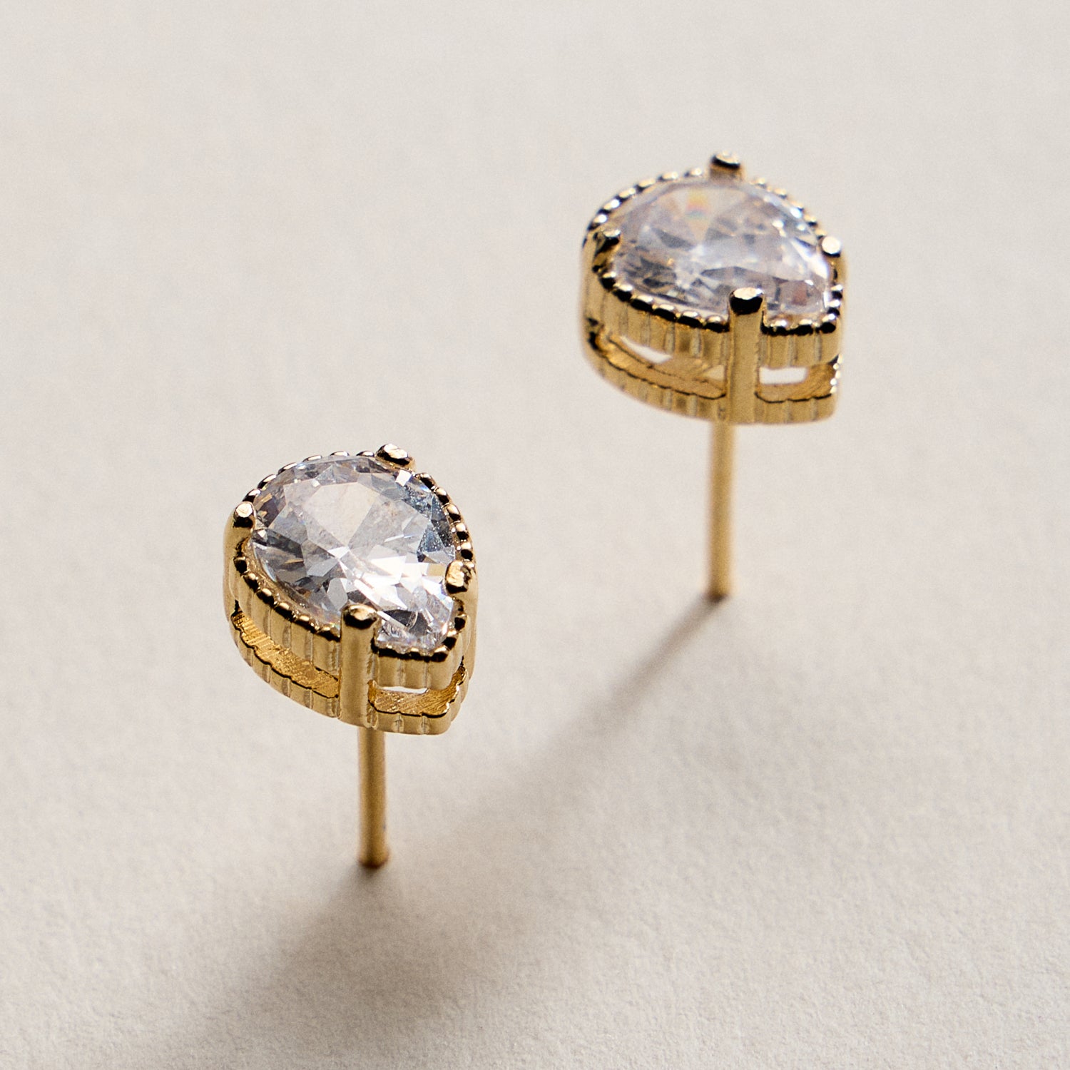 Gold Filled Teardrop Crystal Stud Earrings