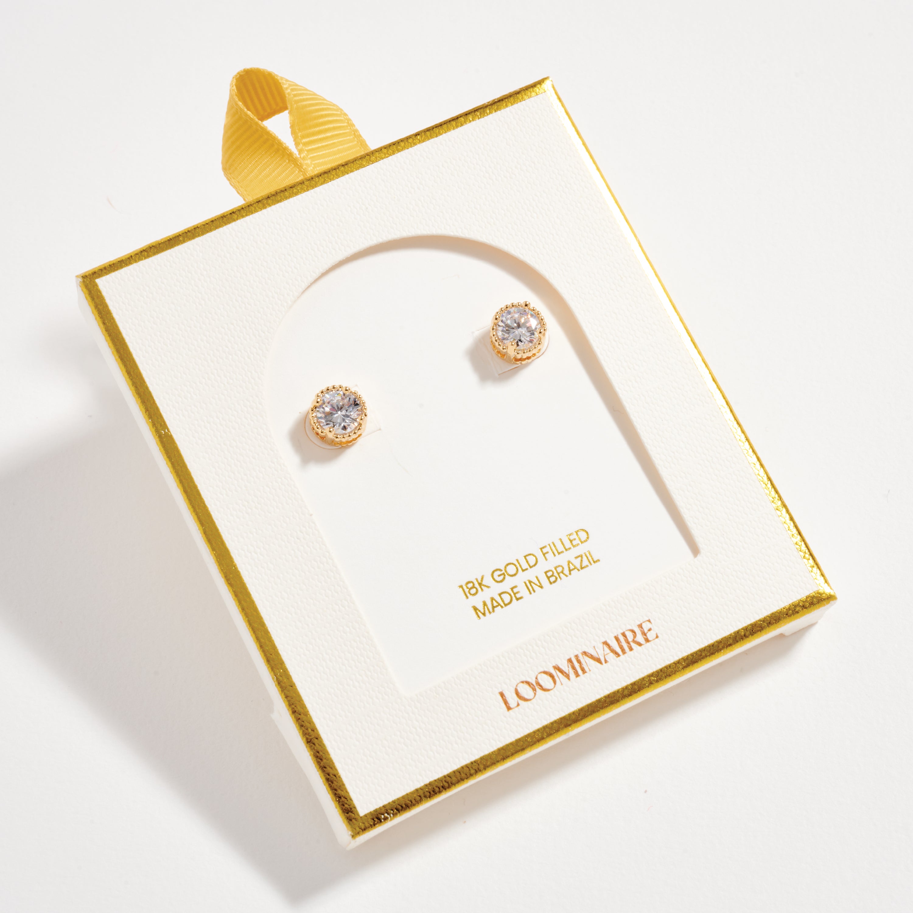 Gold Filled CZ Round Stud Earrings